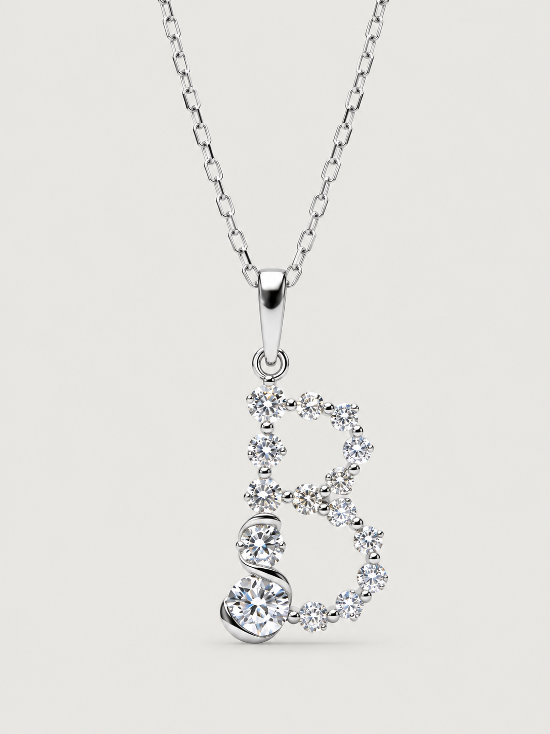 Colier din Argint Silver Crystal Embrace Initial Litera B