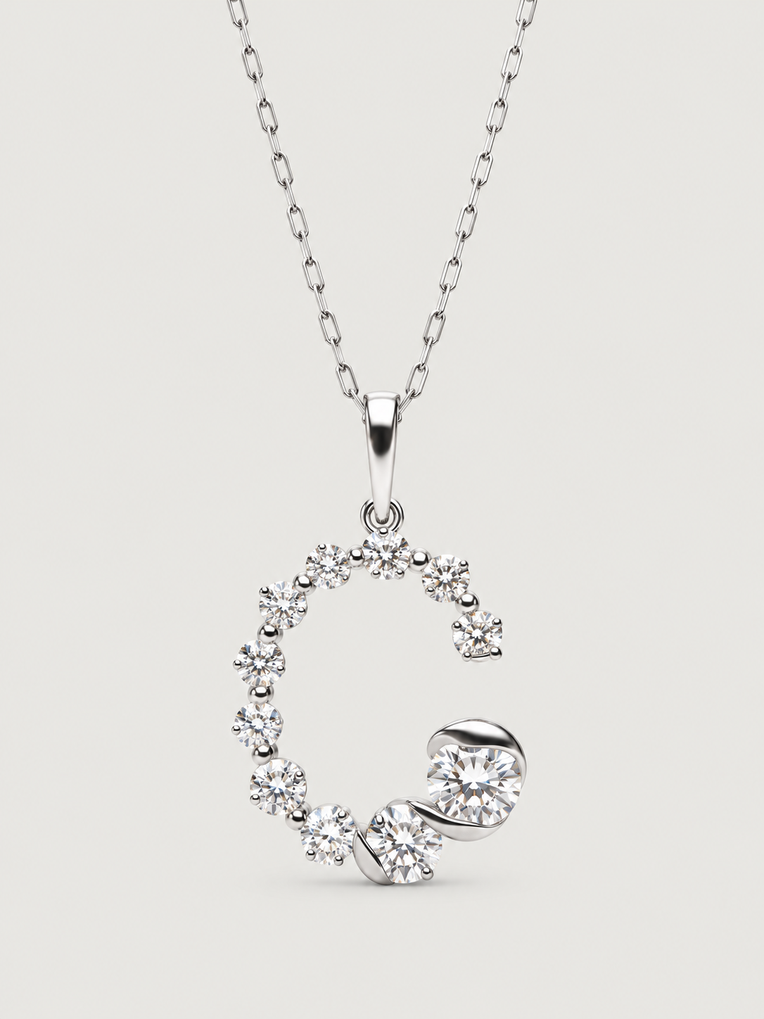 Colier din Argint Silver Crystal Embrace Initial Litera C