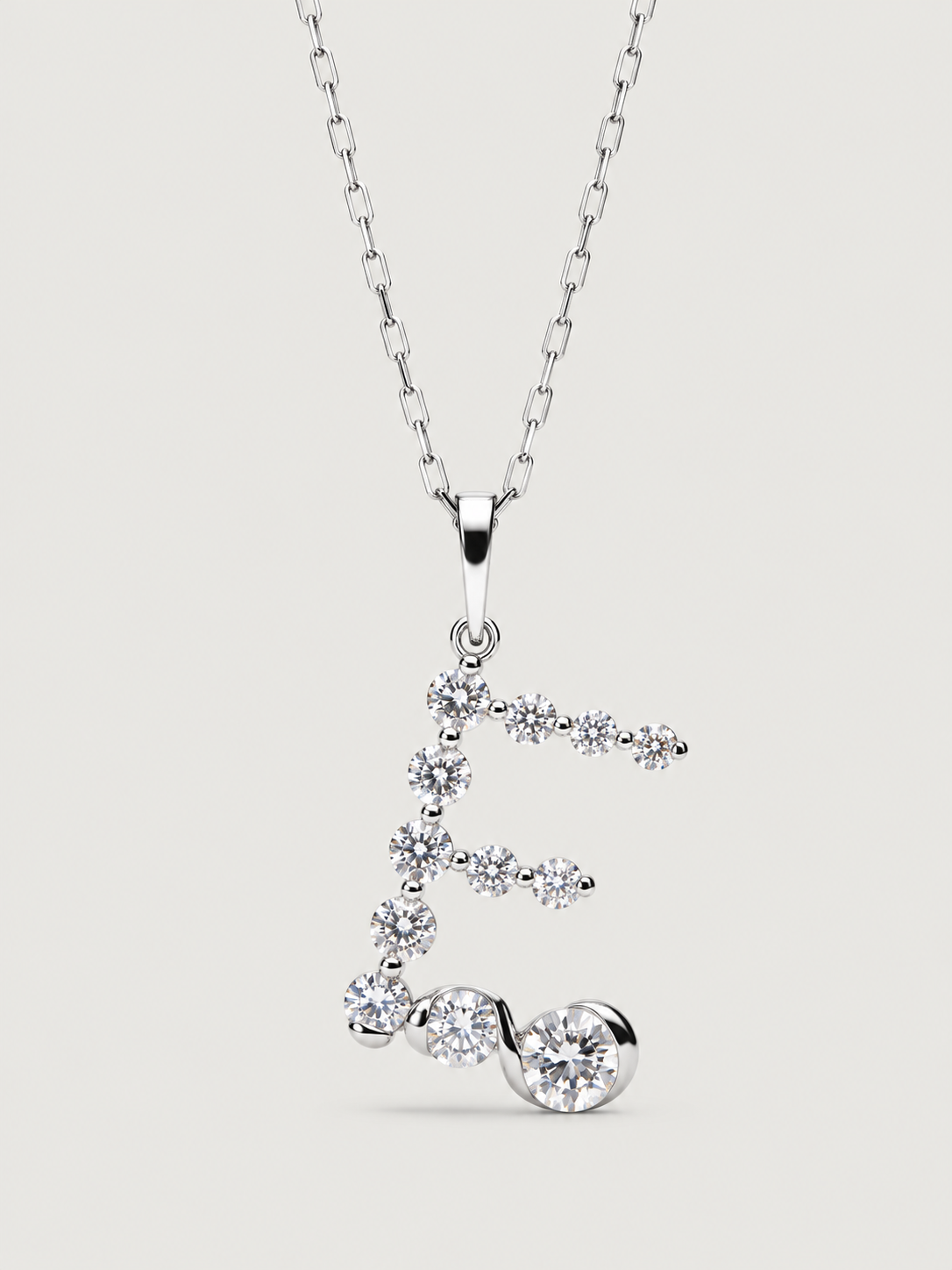 Colier din Argint Silver Crystal Embrace Initial Litera E