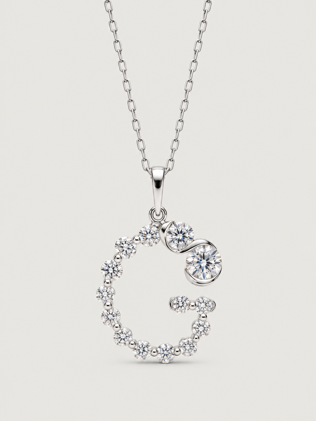 Colier din Argint Silver Crystal Embrace Initial Litera G