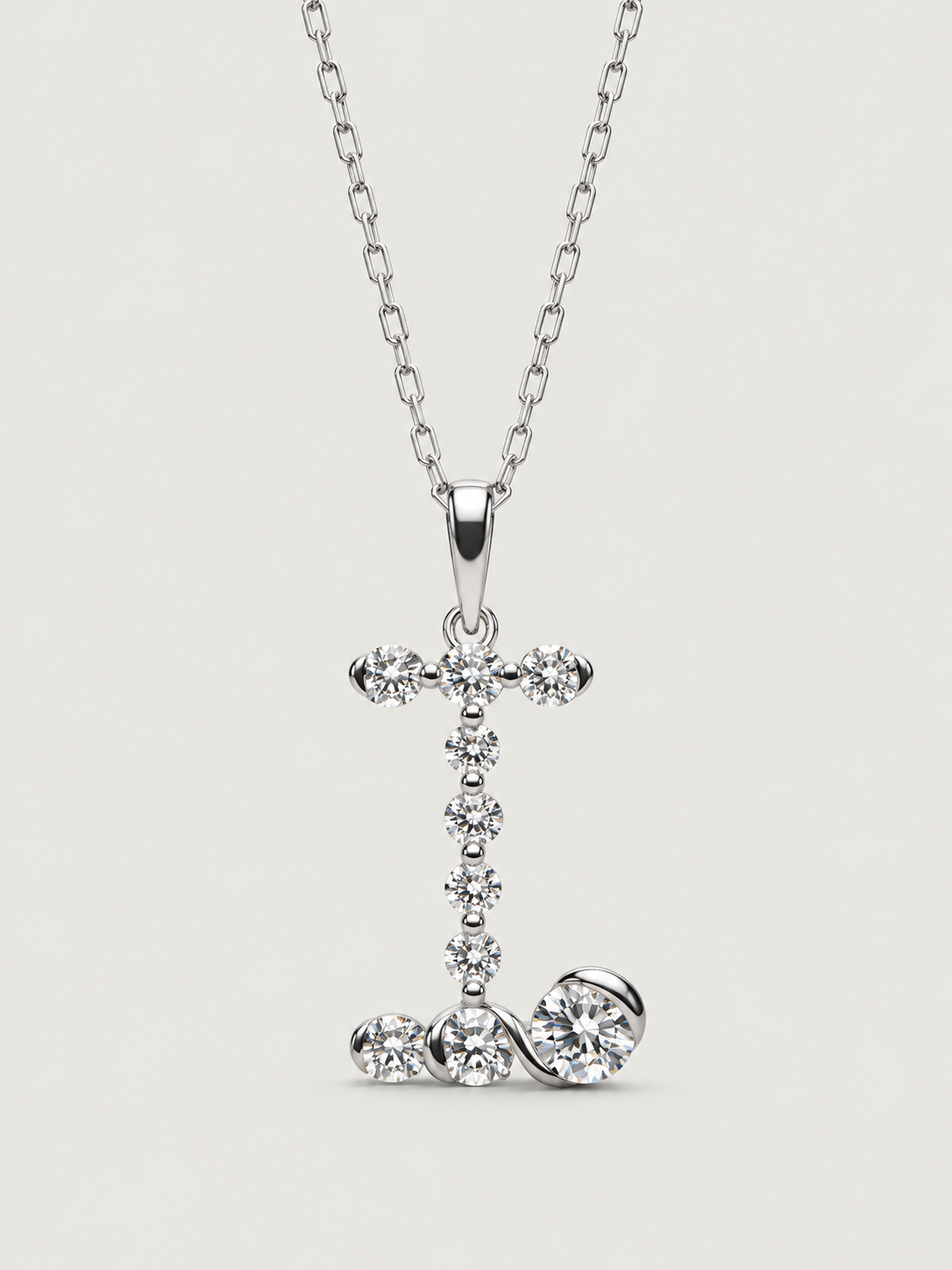Colier din Argint Silver Crystal Embrace Initial Litera I