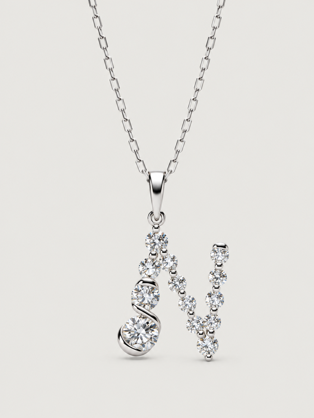 Colier din Argint Silver Crystal Embrace Initial Litera N