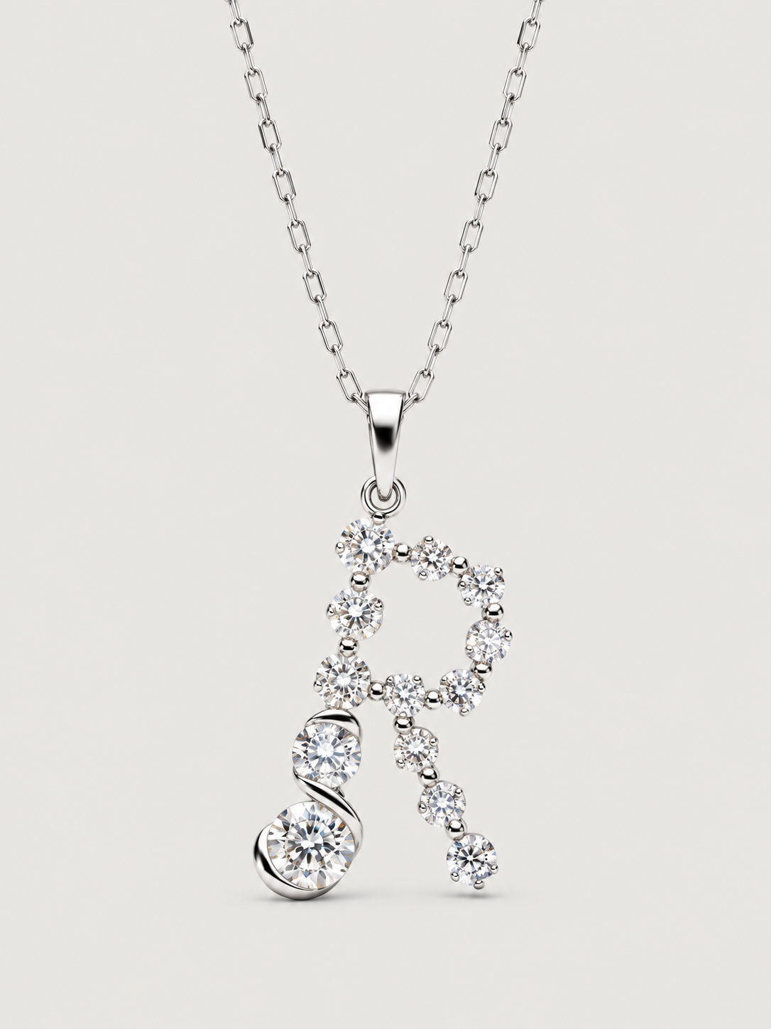 Colier din Argint Silver Crystal Embrace Initial Litera R