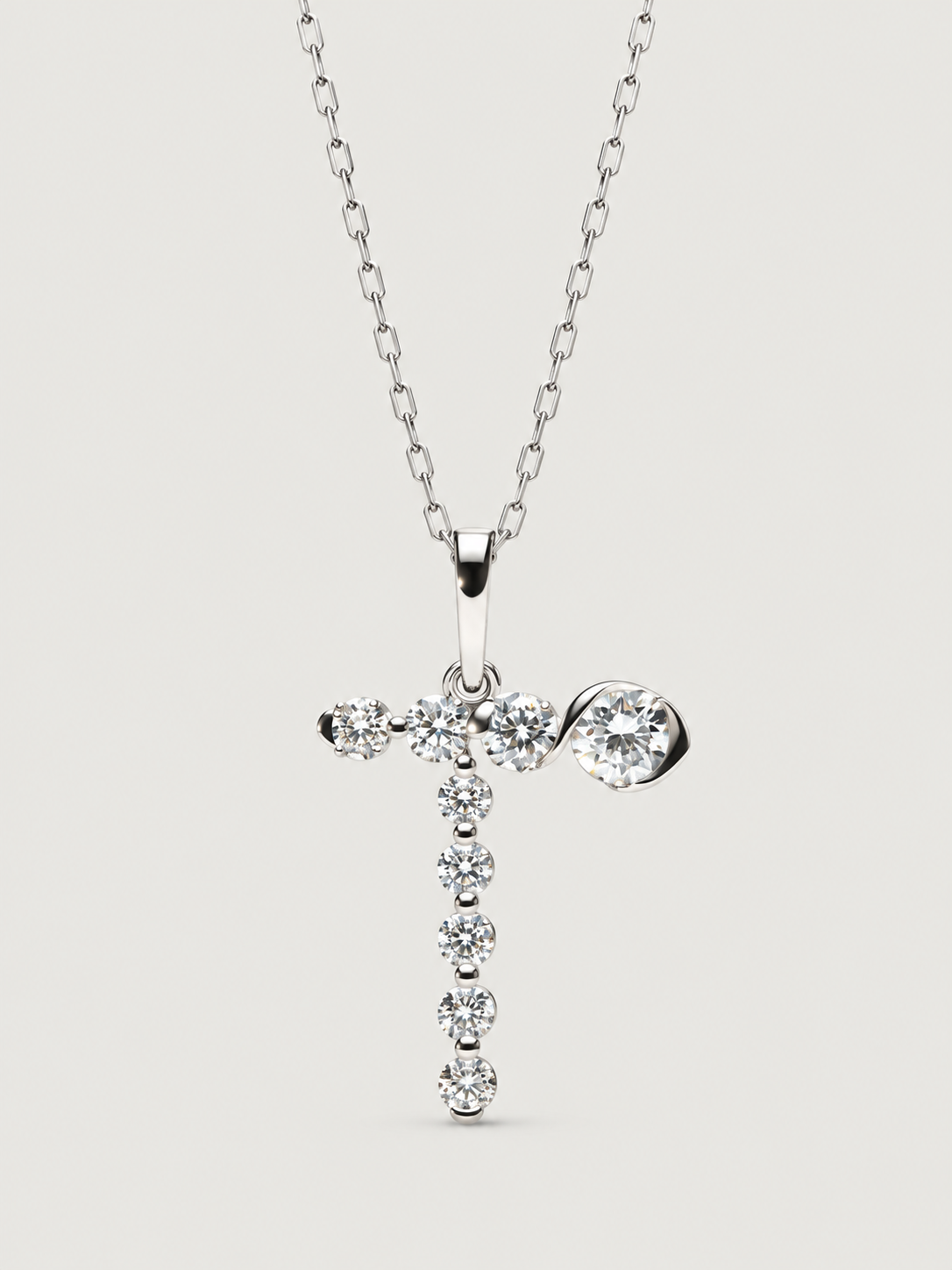 Colier din Argint Silver Crystal Embrace Initial Litera T