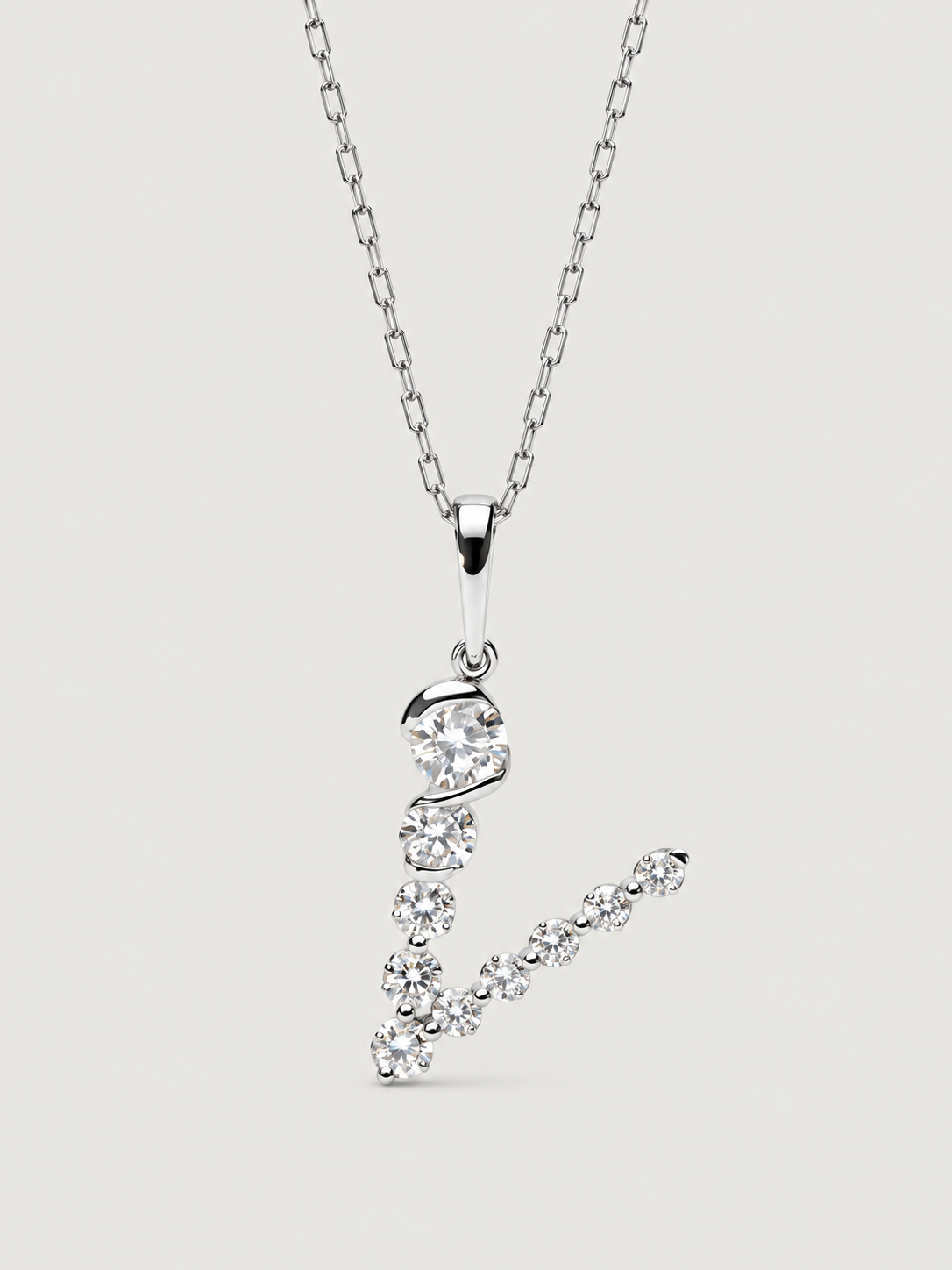 Colier din Argint Silver Crystal Embrace Initial Litera V
