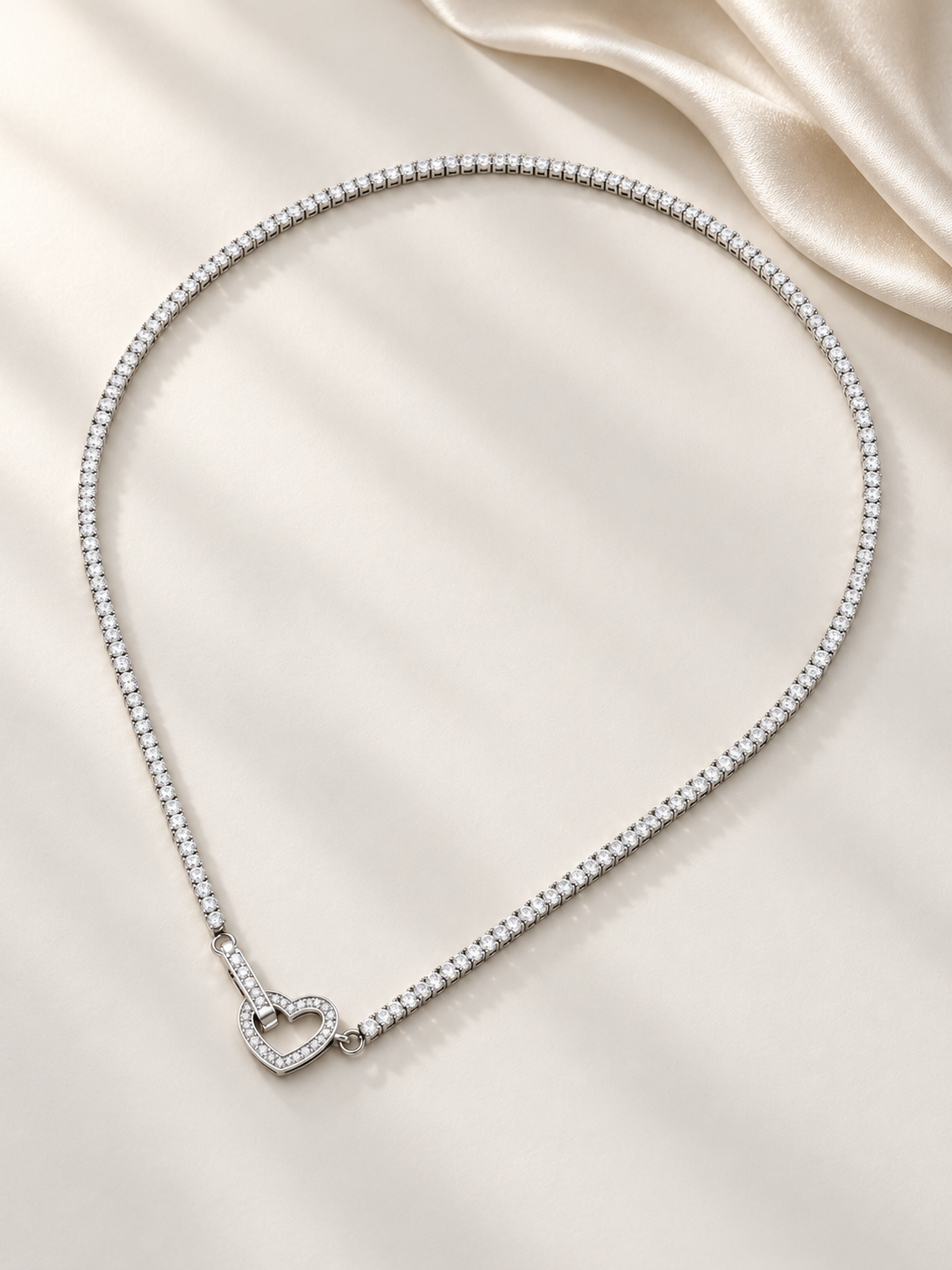 Colier din argint cu zirconii 5A Heart Tennis