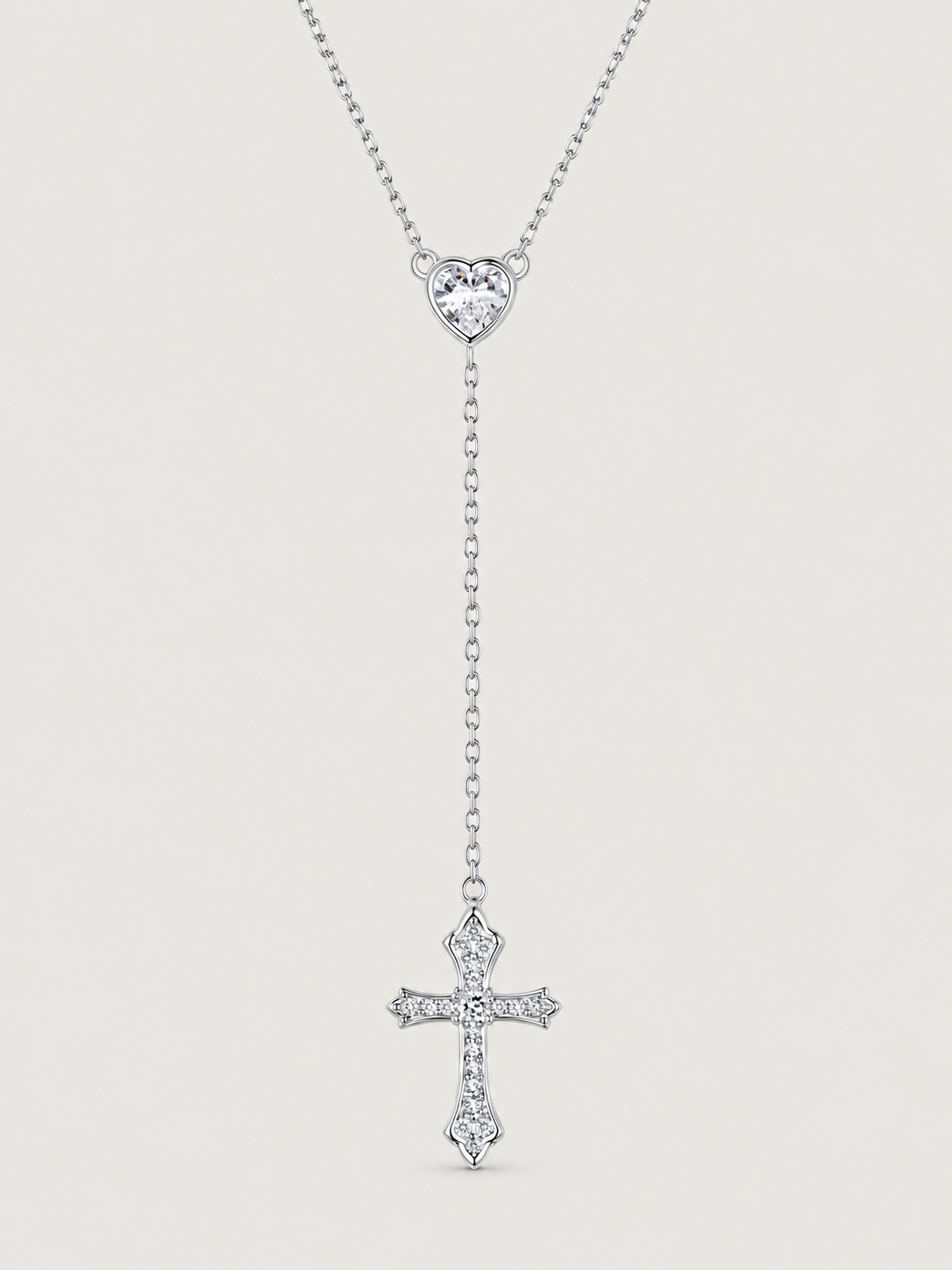 Colier cruce cu inimă din argint 925 Sacred Heart