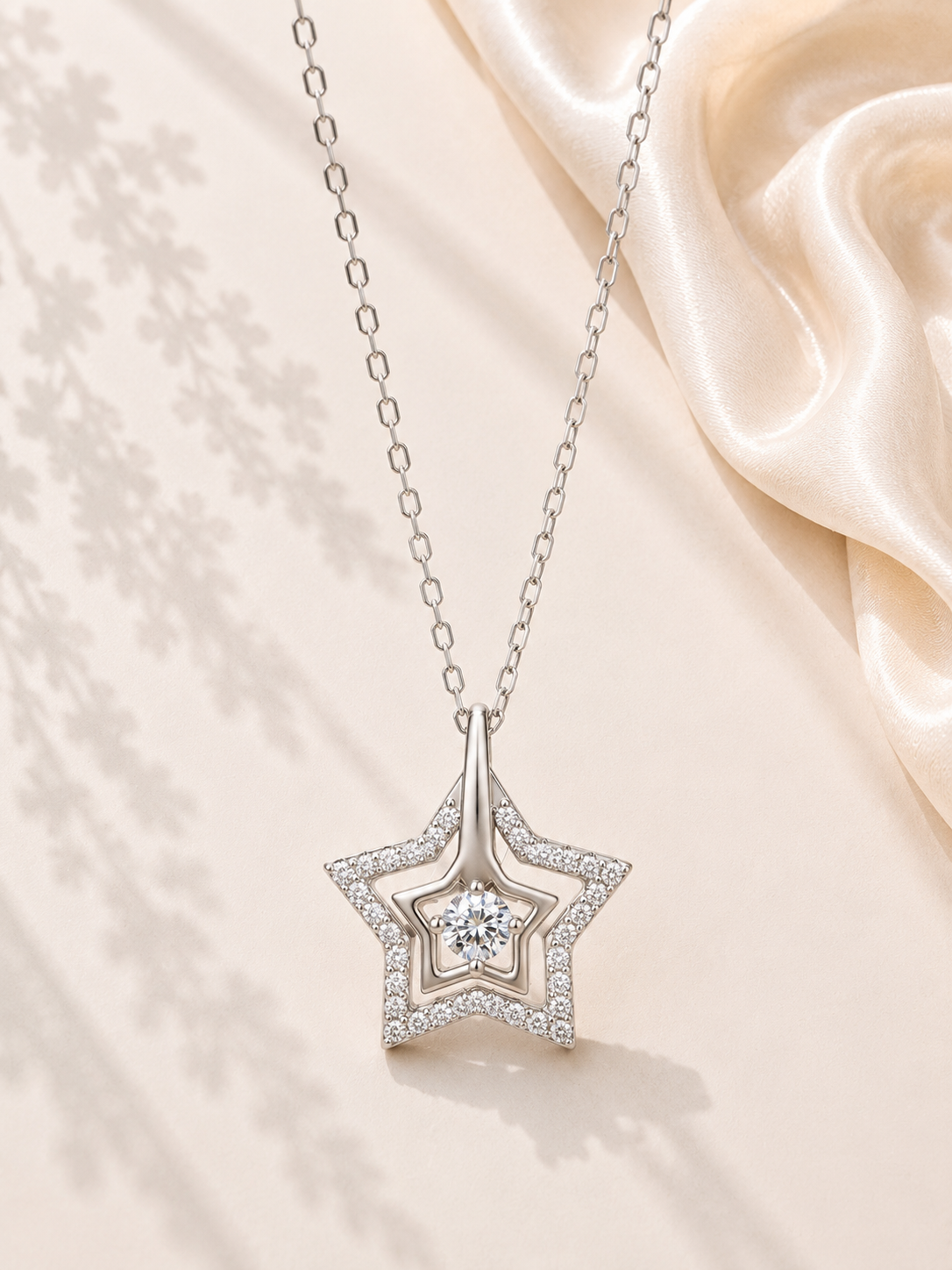 Colier elegant pentru femei cu stea, zirconii 5A și moissanite