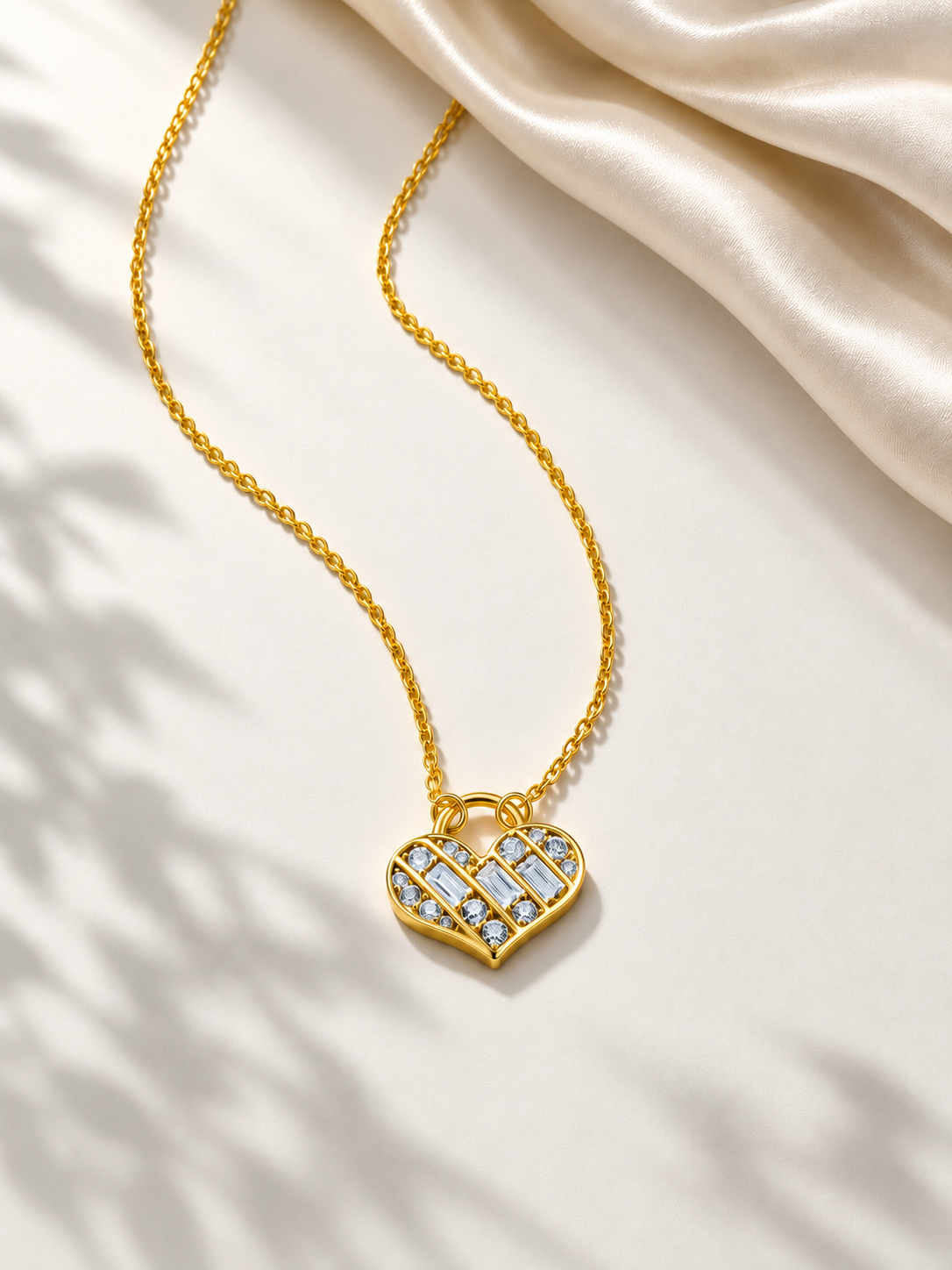 Colier Gold cu Inimă și Moissanite 6A