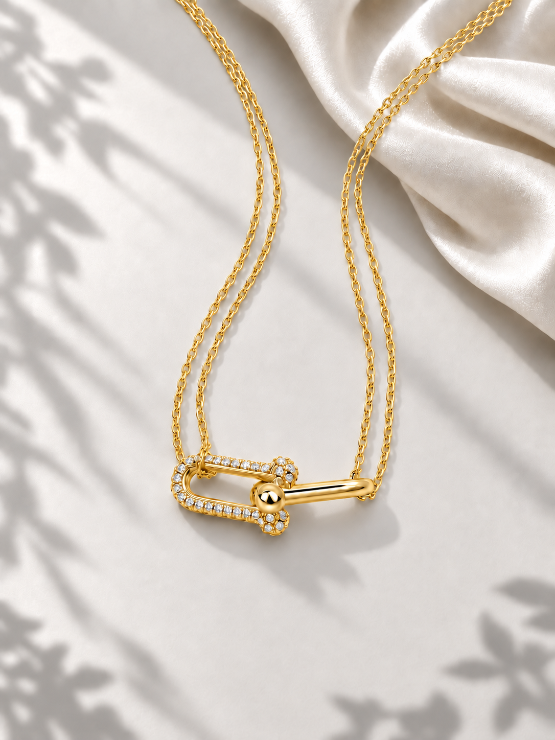 Colier Gold Éclat Link cu Moissanite 6A
