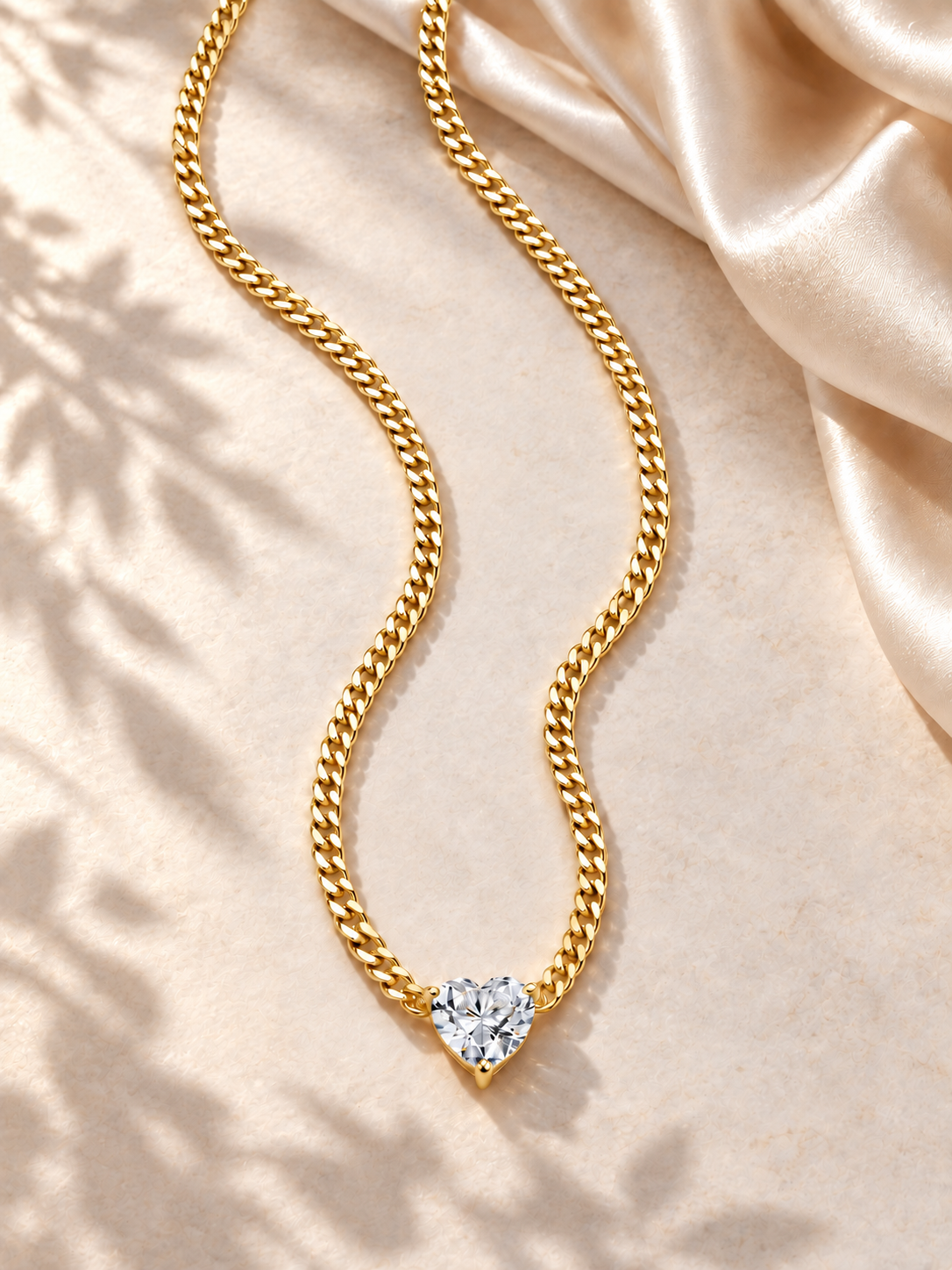 Colier Gold cu Moissanită Inimă de 1 ct