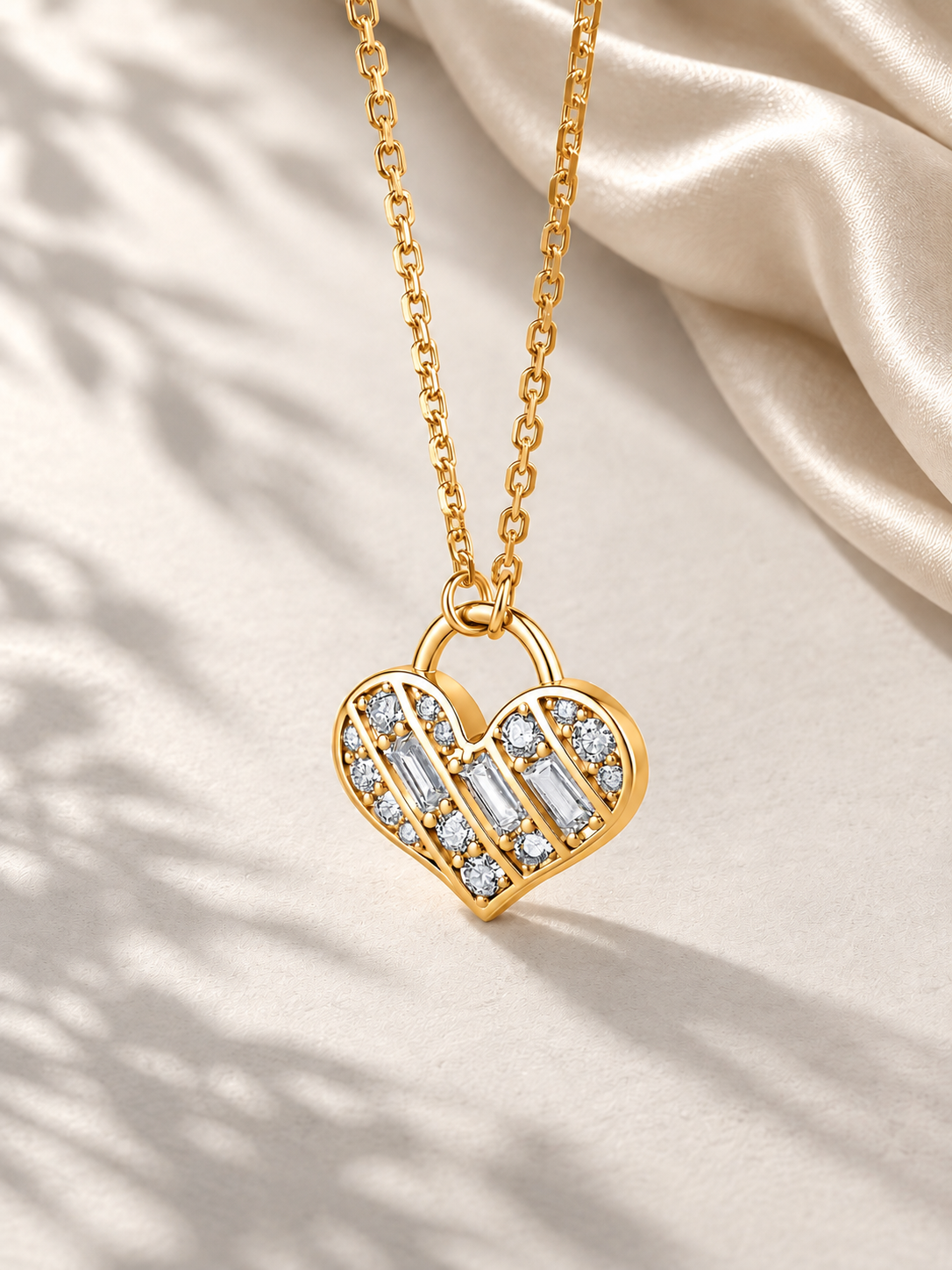 Colier Heart Mosaic Gold cu Moissanite
