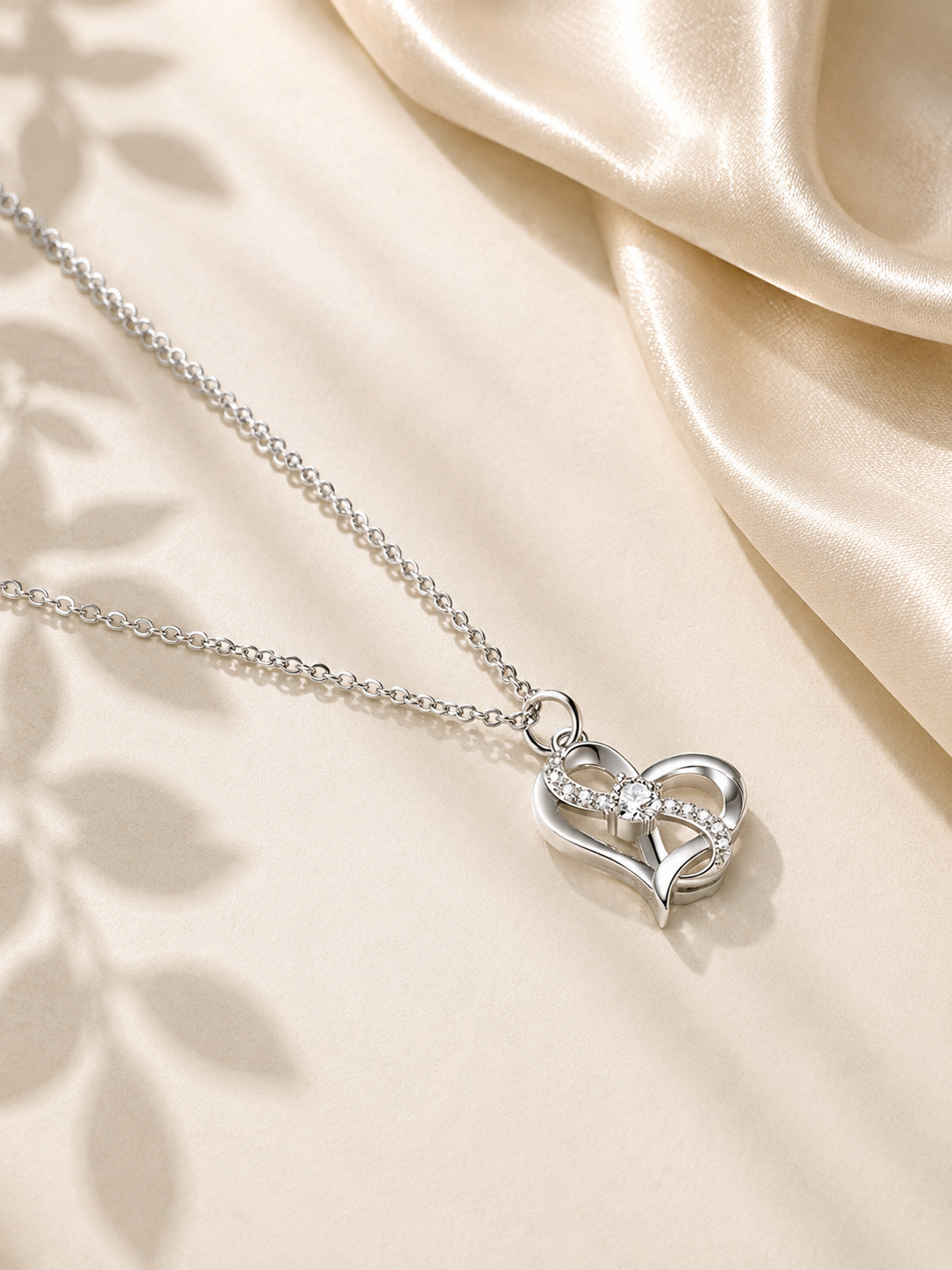 Colier romantic argint inima si infinit de sus