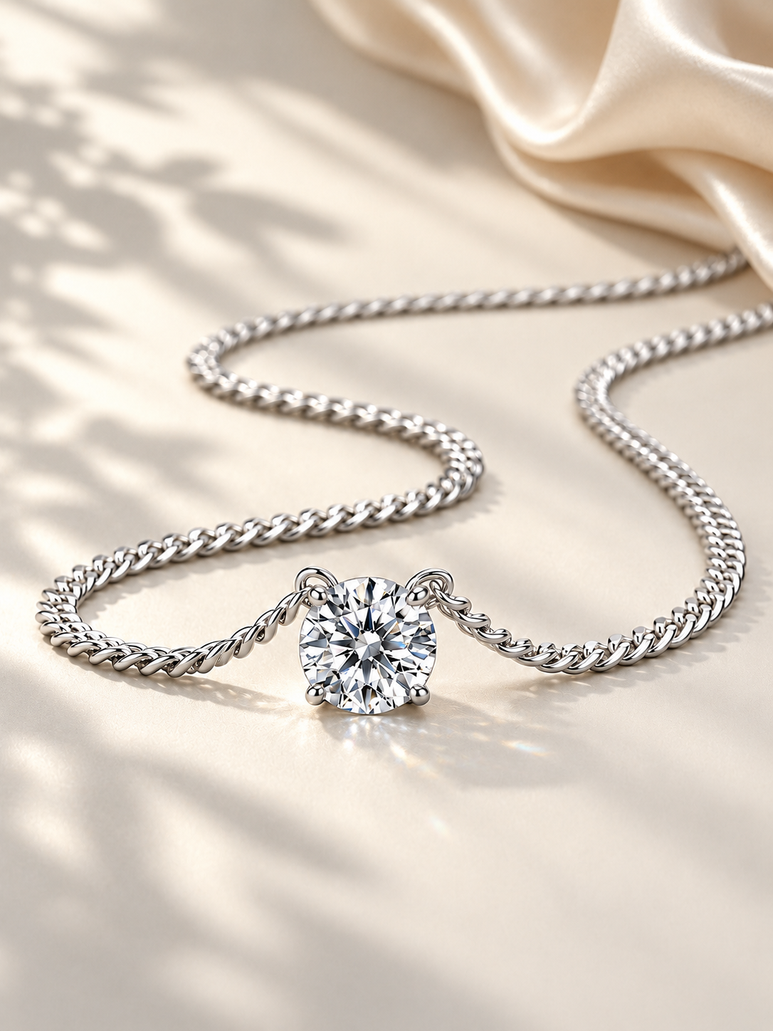 Colier Silver Cuban cu Moissanite 1 CTW