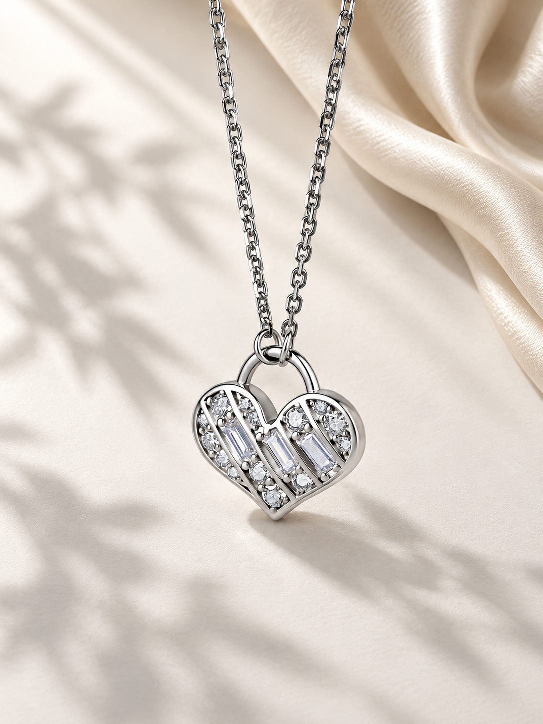 Colier Silver cu Inimă și Moissanite 6A