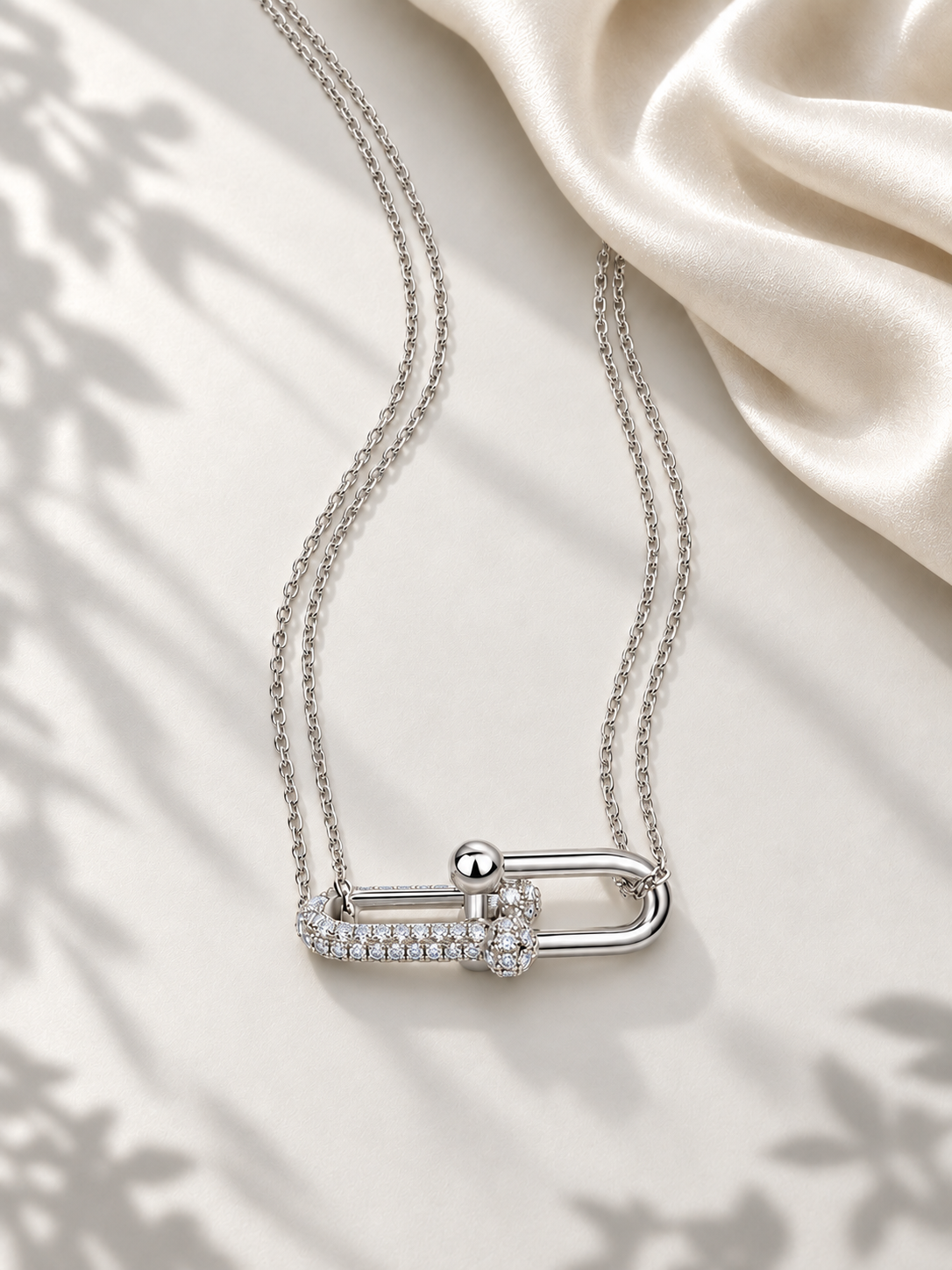 Colier Silver Éclat Link cu Moissanite 6A