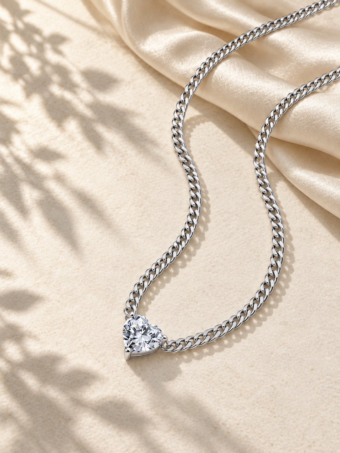 Colier Silver cu Moissanită Inimă de 1 ct
