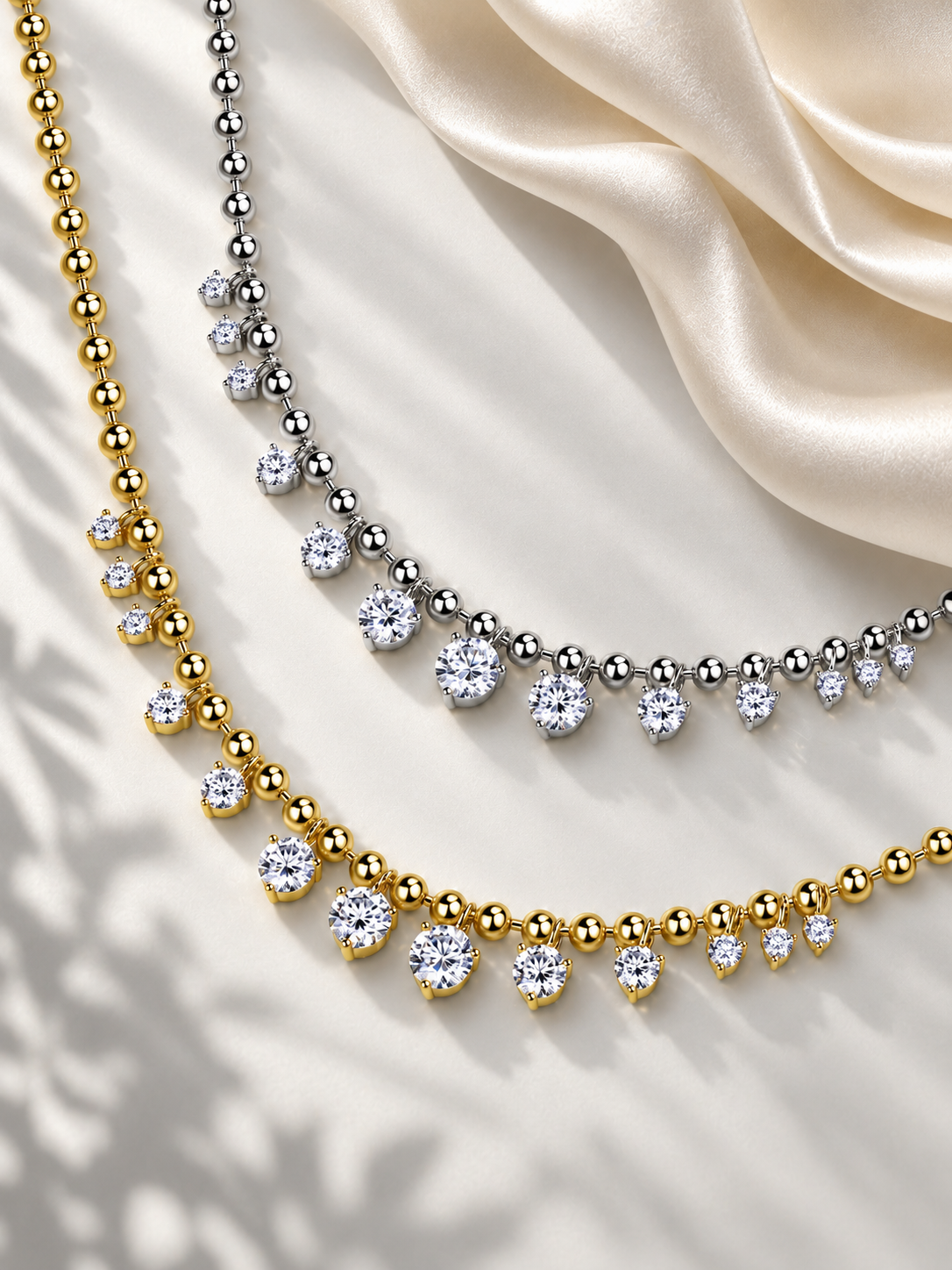 Colier Statement Auriu si Argintiu cu Moissanite Graduale