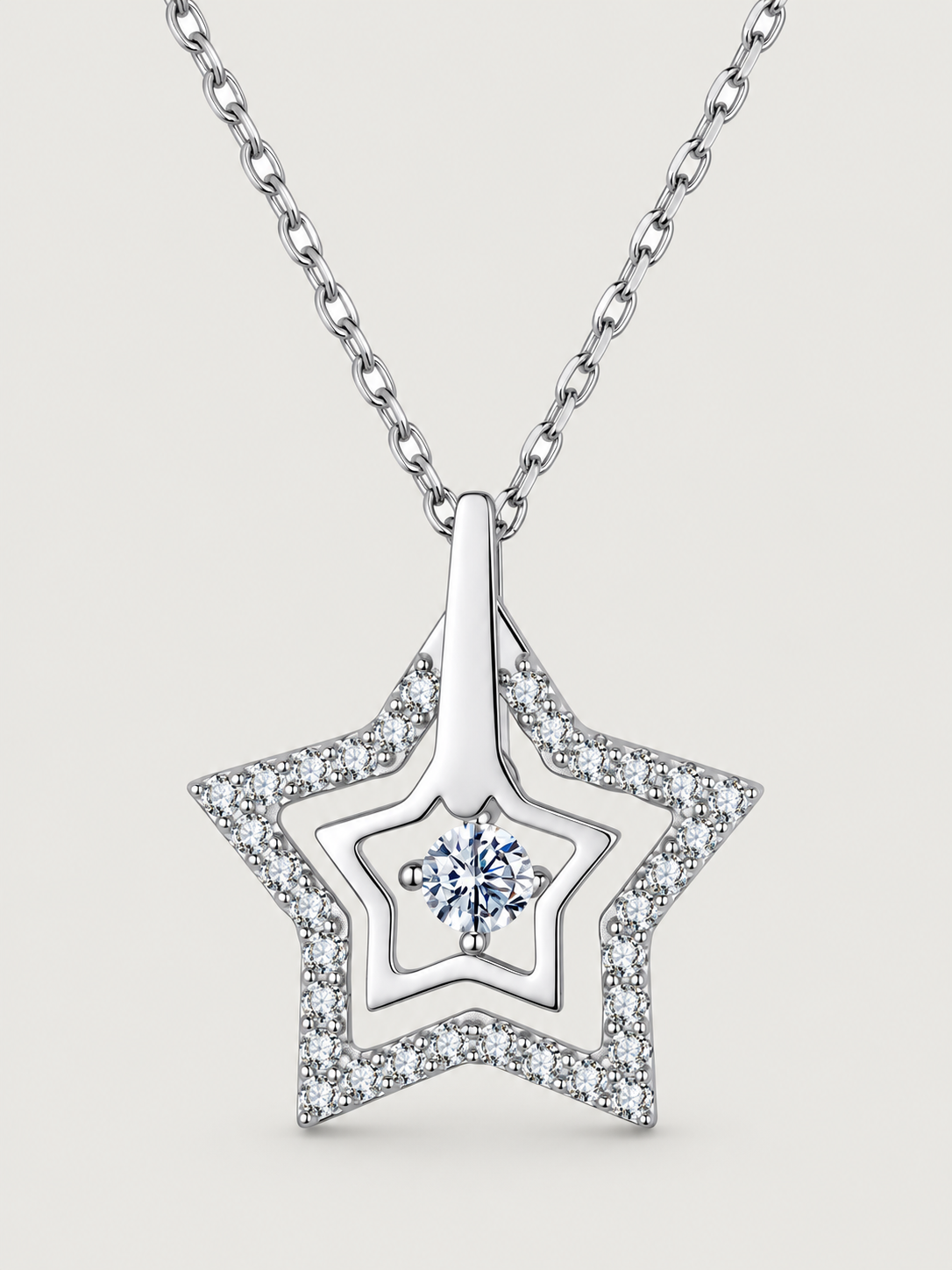 Colier din argint 925 Twinkle Star cu moissanite certificat GRA