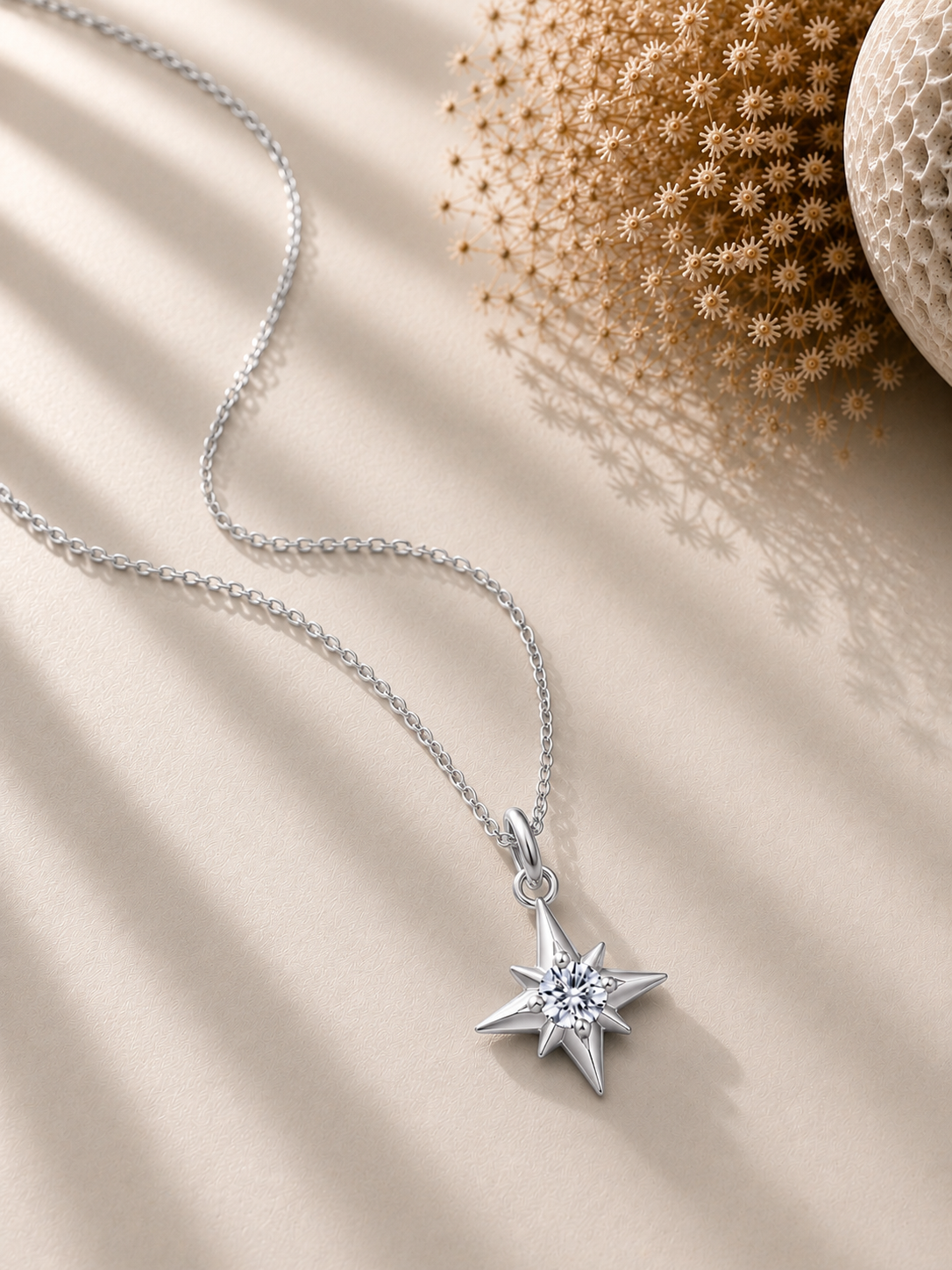 Colier stea North Star din argint 925 cu zirconiu central lifestyle