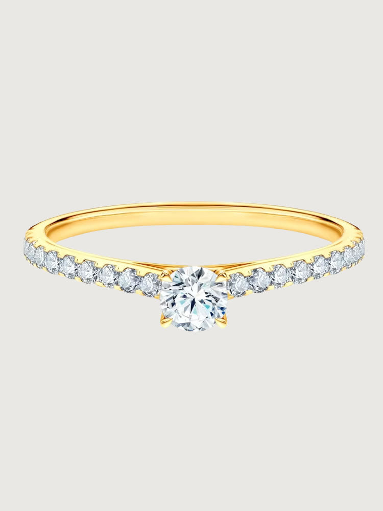 Inel de Logodna Luminous Aura din Aur Galben cu Diamant 0.3Ct si Diamante 0.2Ct