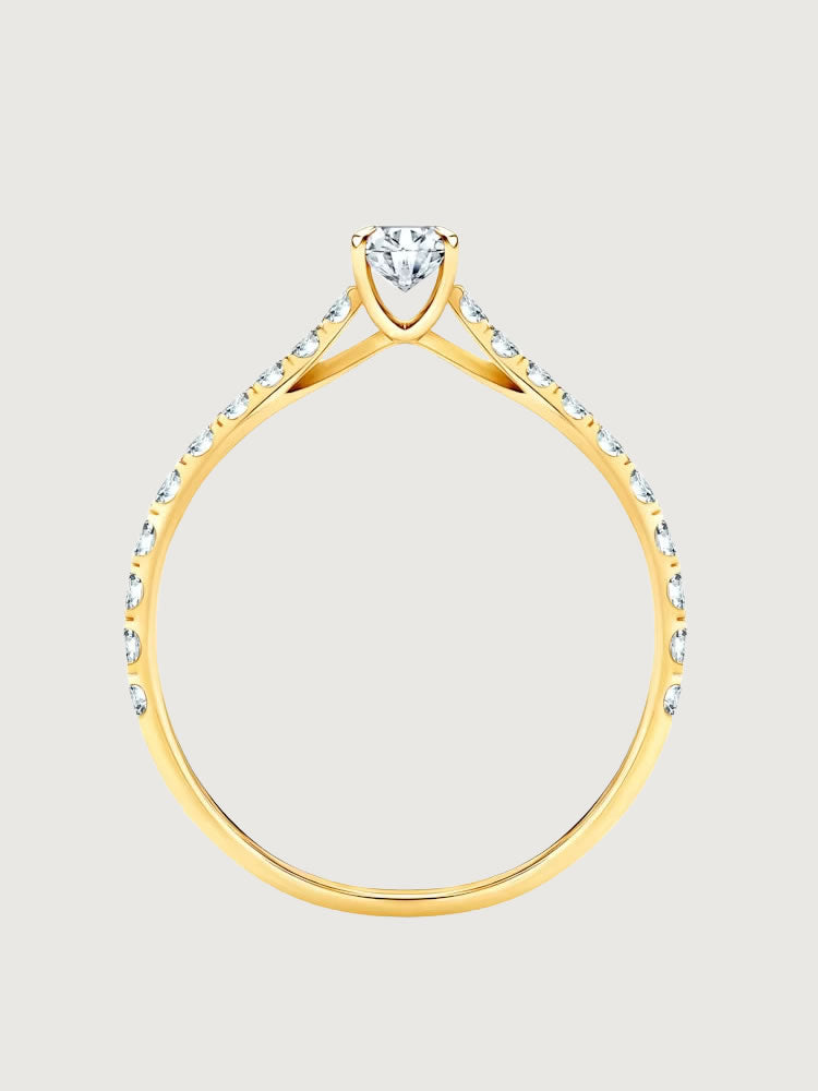 Inel de Logodna Luminous Aura din Aur Galben cu Diamant 0.1Ct si Diamante 0.2Ct