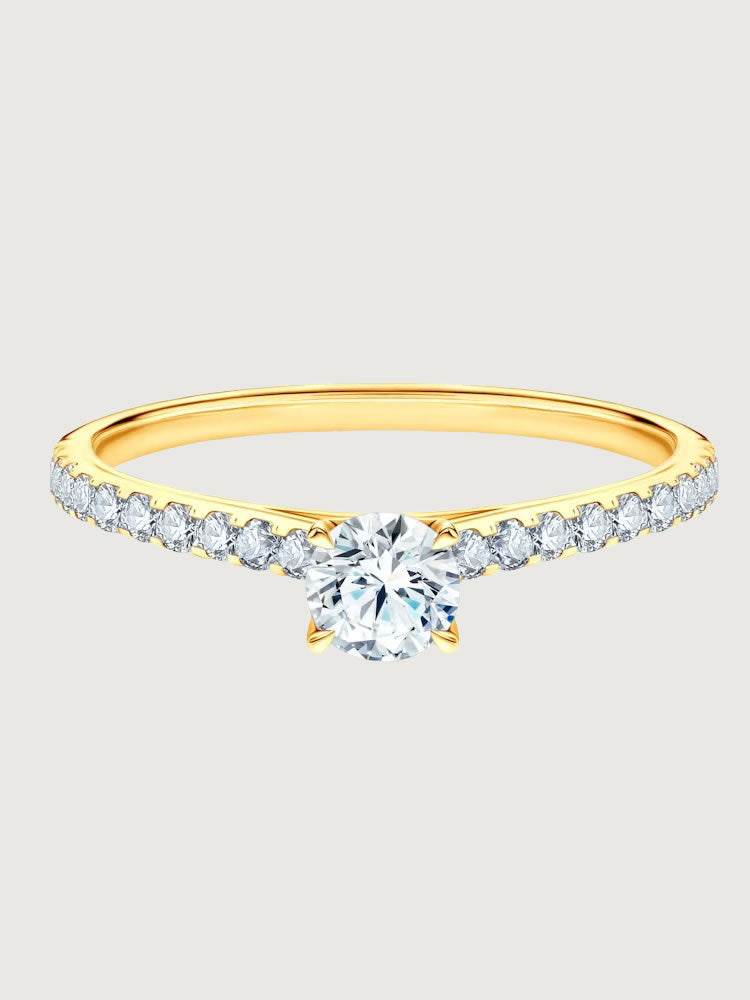 Inel de Logodna Luminous Aura din Aur Galben cu Diamant 0.5Ct si Diamante 0.2Ct