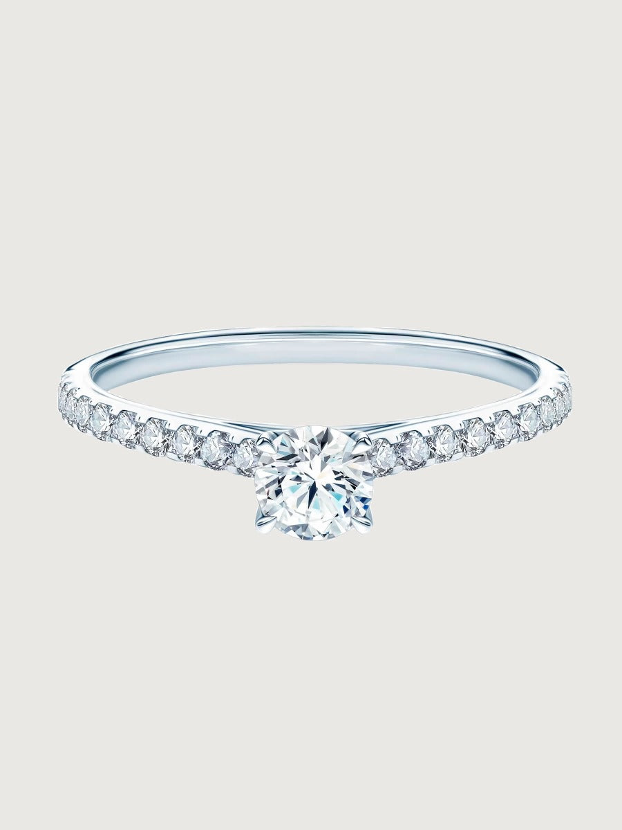 Inel de Logodna Luminous Aura din Aur Alb cu Diamant 0.4Ct si Diamante 0.2Ct