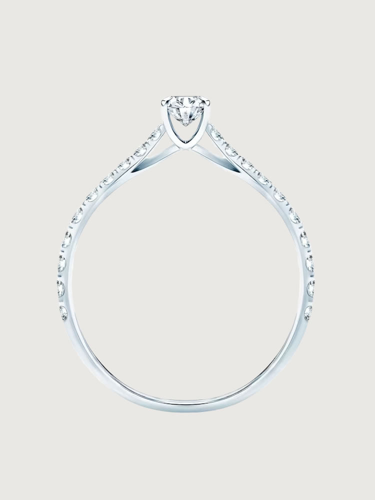 Inel de Logodna Luminous Aura din Aur Alb cu Diamant 0.1Ct si Diamante 0.2Ct