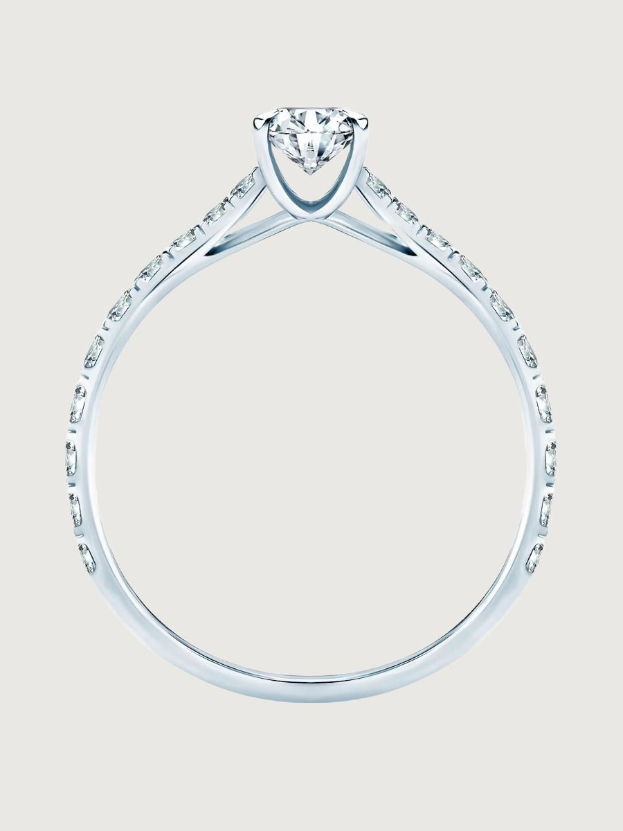 Inel de Logodna Luminous Aura din Aur Alb cu Diamant 0.7Ct si Diamante 0.2Ct