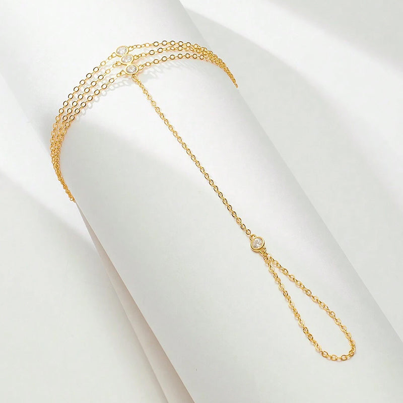 Detaliu zirconii 5A brățară hand chain din argint