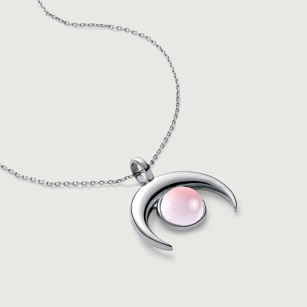 Pandantiv cu Lantisor din Argint Rose Quartz Sofia Silver