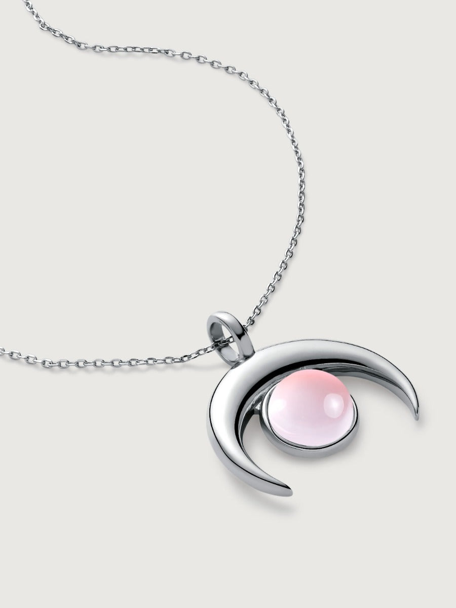 Pandantiv cu Lantisor din Argint Rose Quartz Sofia Silver