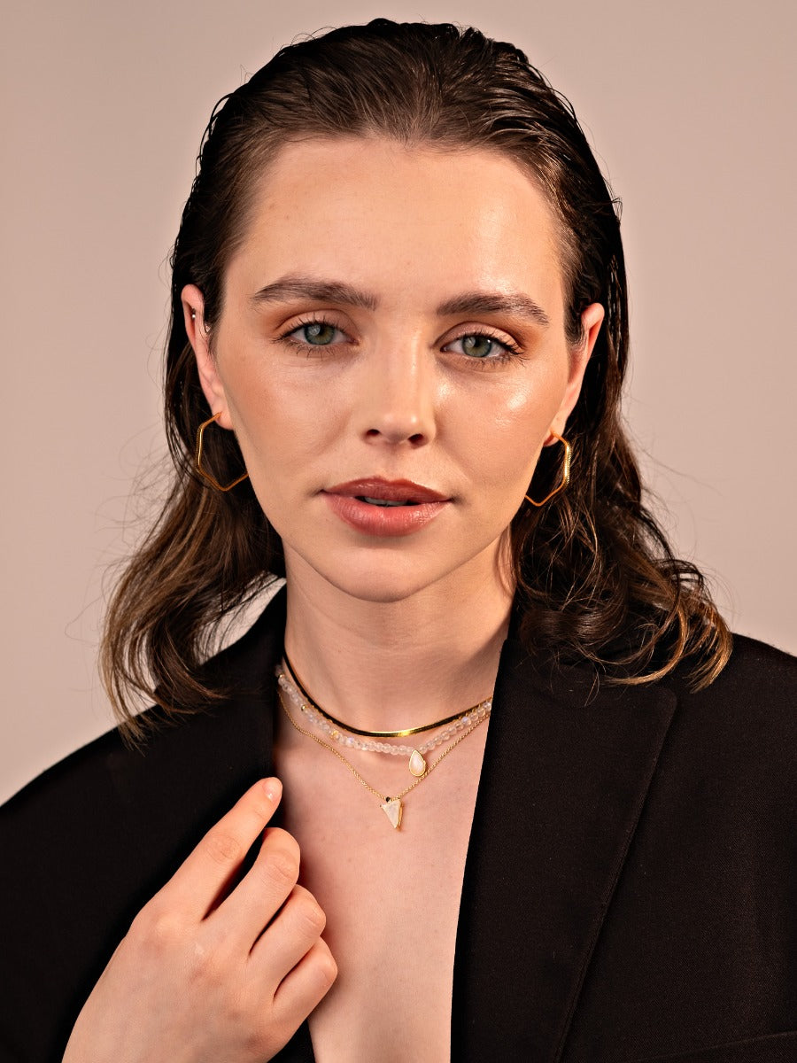 Colier din Argint Moonstone Elegance in Every Tear Auriu