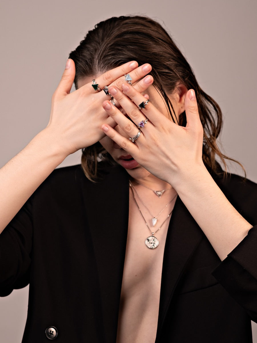 Inel din Argint Black Obsidian Valentina Silver