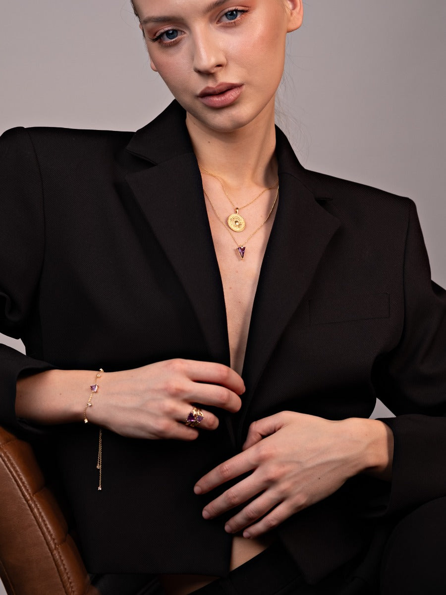 Inel din Argint Amethyst Valentina Gold