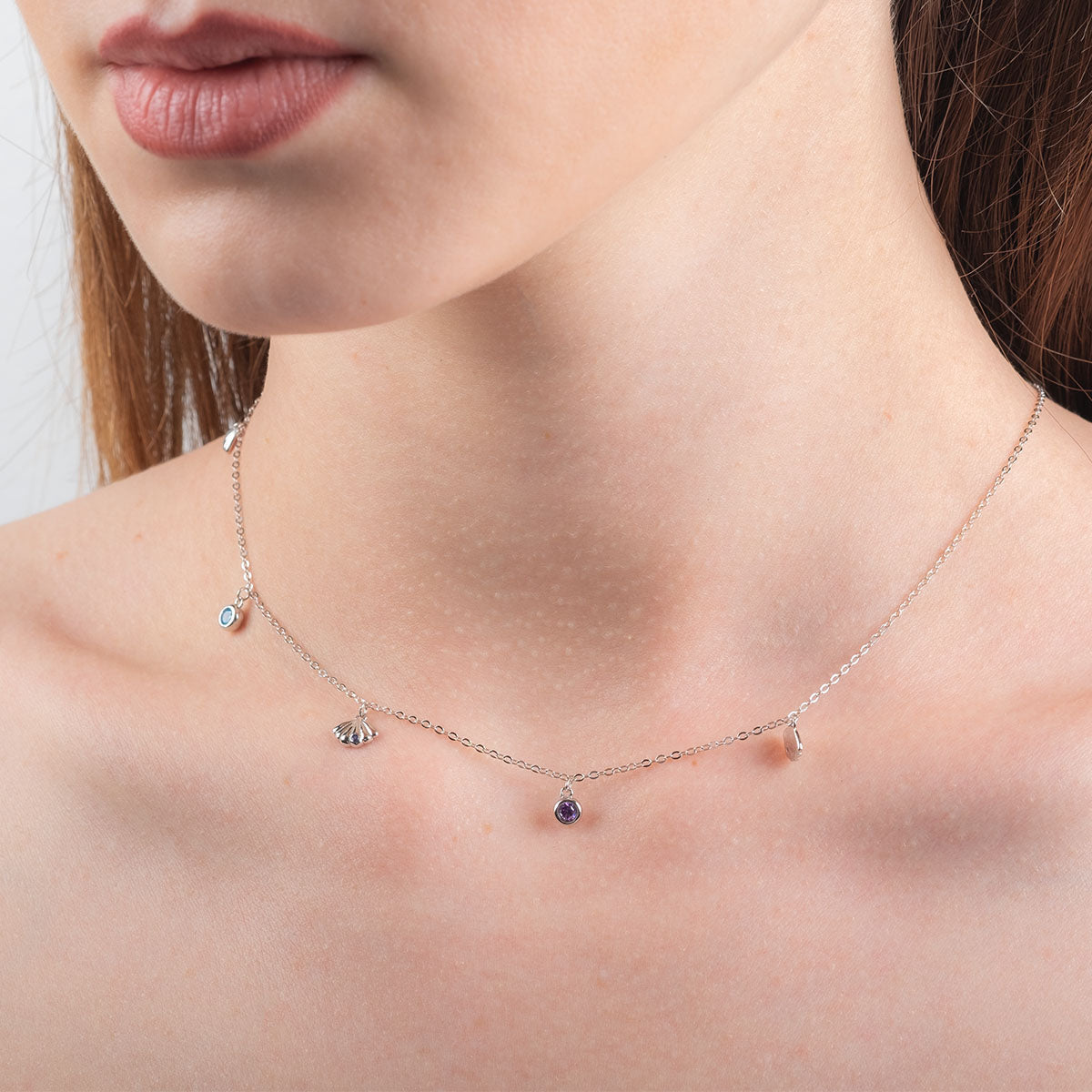 Pandantiv cu Lantisor din Argint Tiny Shiny Stone Small