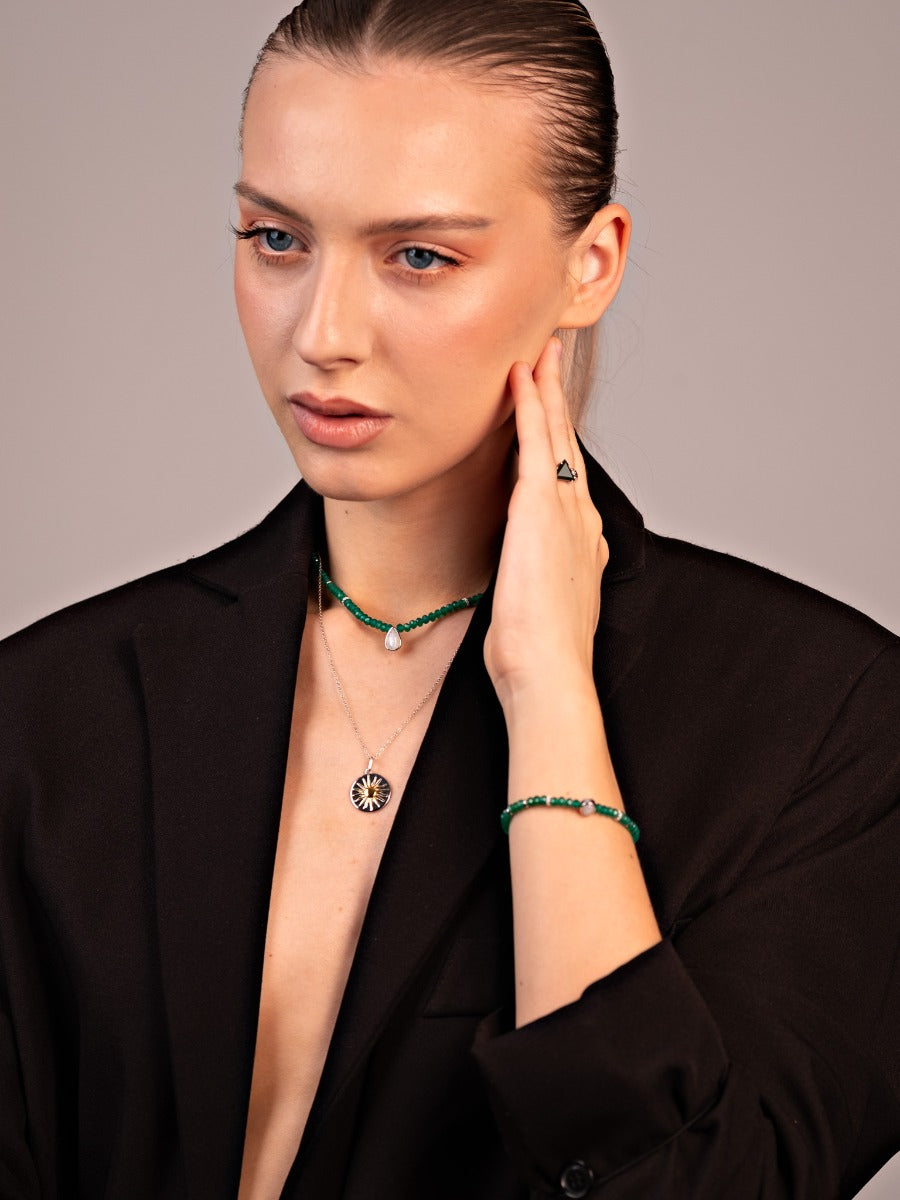 Bratara din Argint Green Onyx Elegance in Every Tear Argintiu