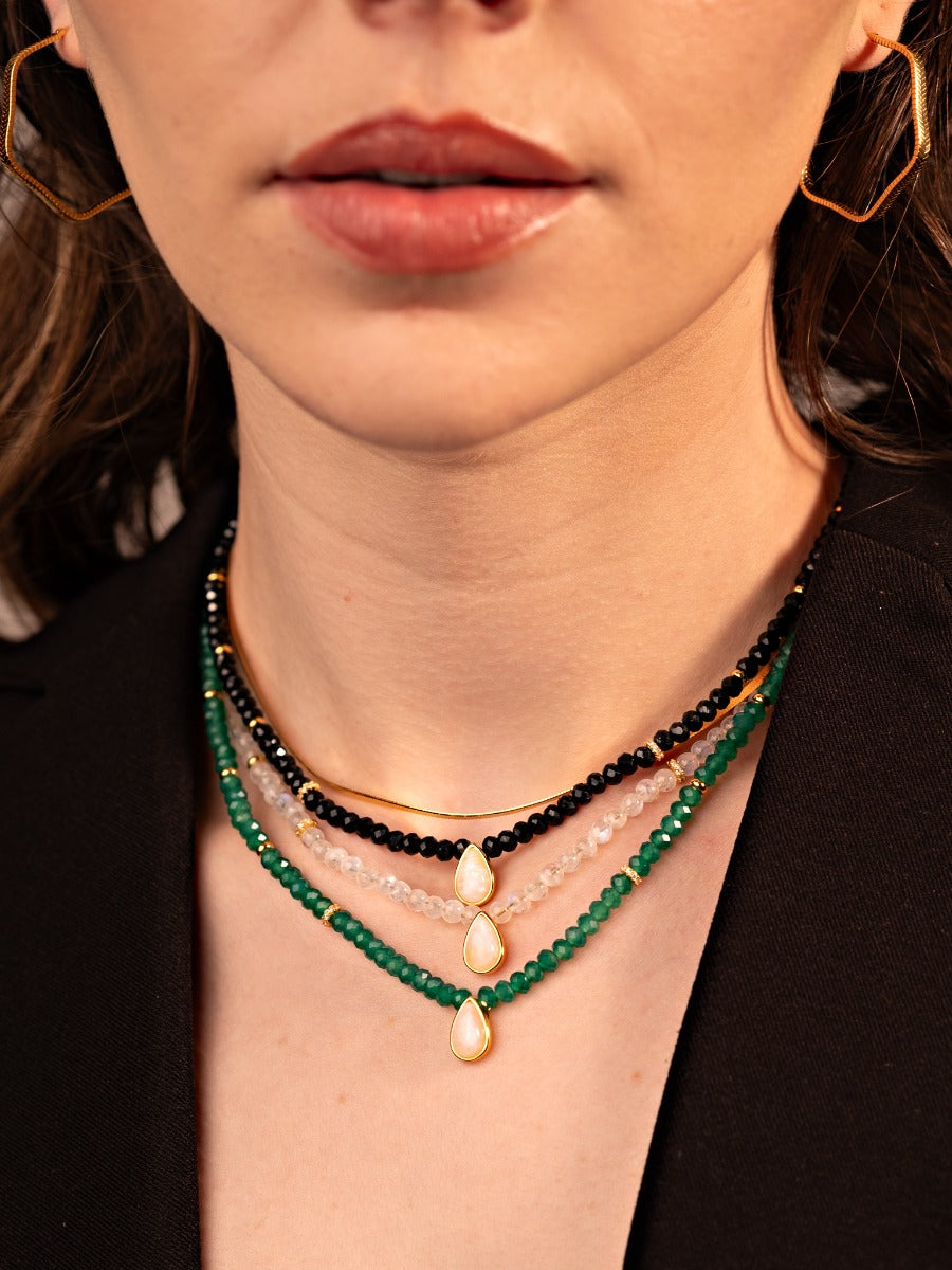 Colier din Argint Moonstone Elegance in Every Tear Auriu