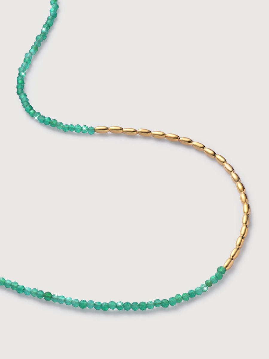 Pandantiv cu Lantisor din Argint Green Onyx Serenity