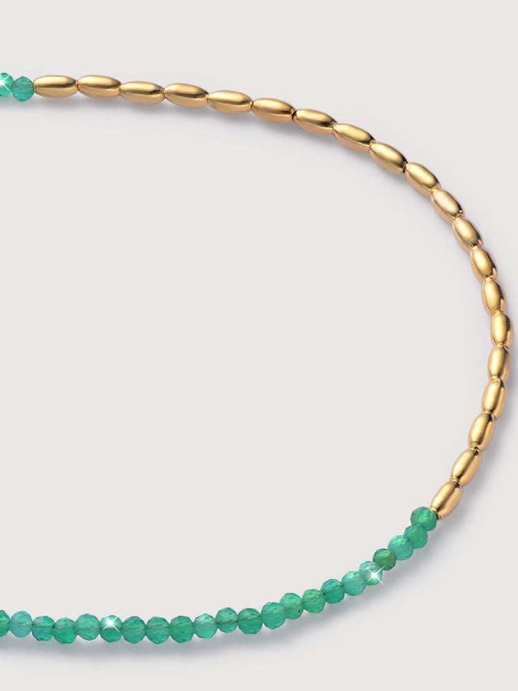 Pandantiv cu Lantisor din Argint Green Onyx Serenity