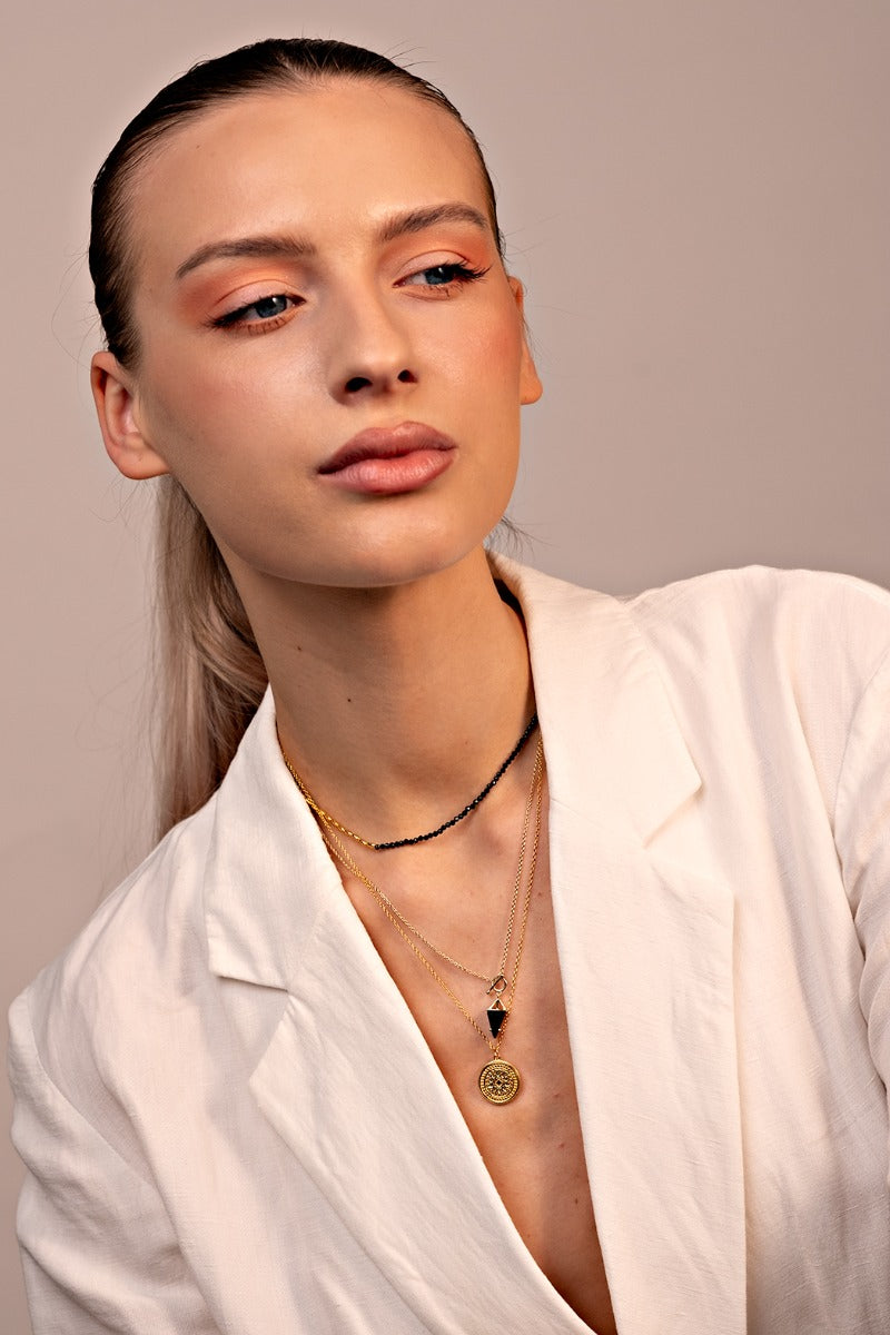 Pandantiv cu Lantisor din Argint Black Onyx Nocturne