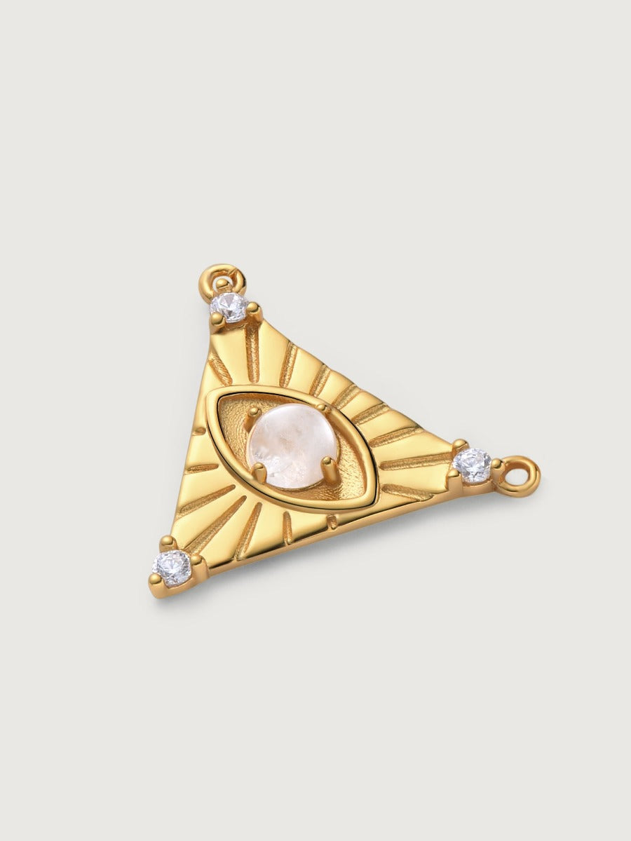 Pandantiv cu Lantisor din Argint Moonstone Solar Eye Auriu