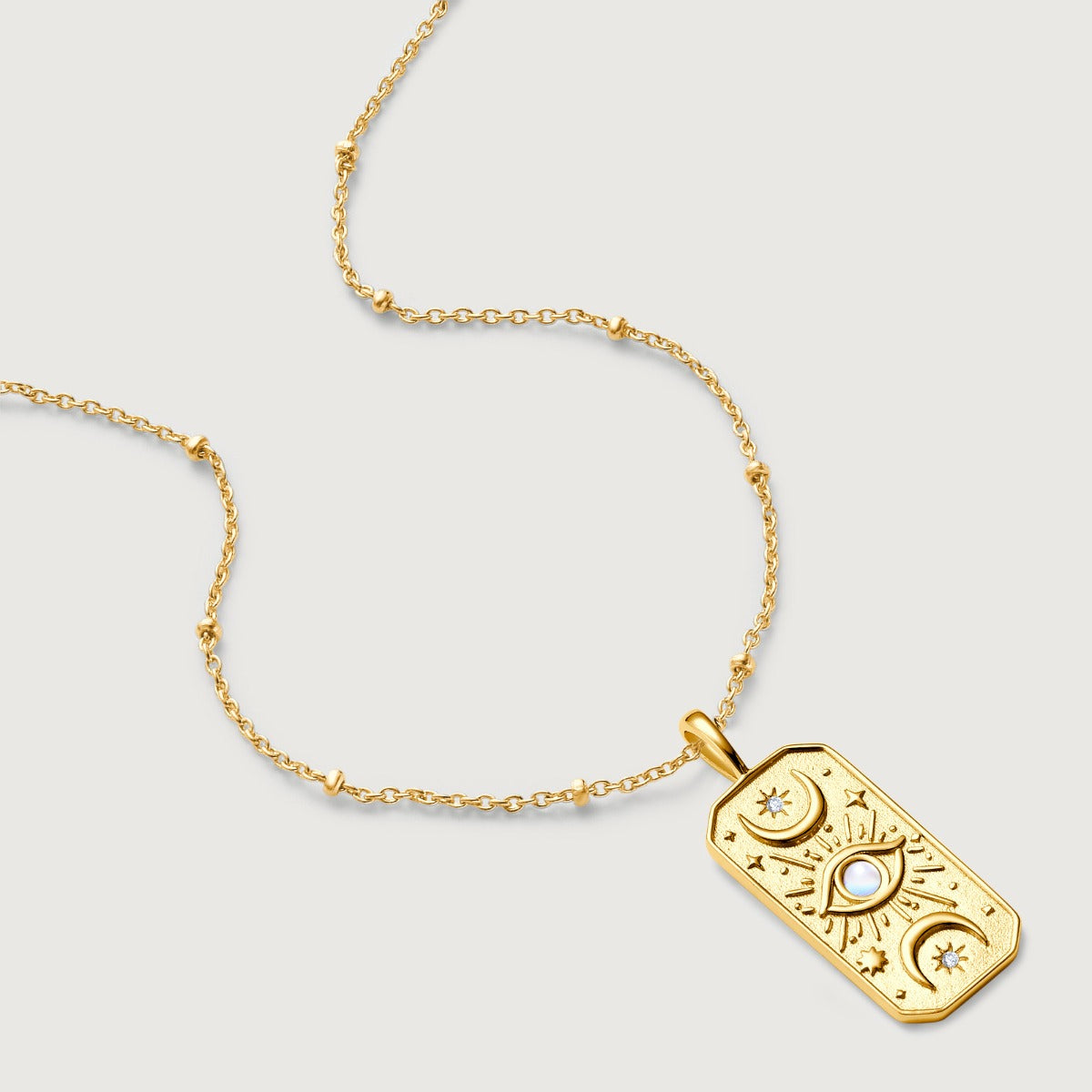 Pandantiv cu Lantisor din Argint Moonstone Celestial Elegance Auriu