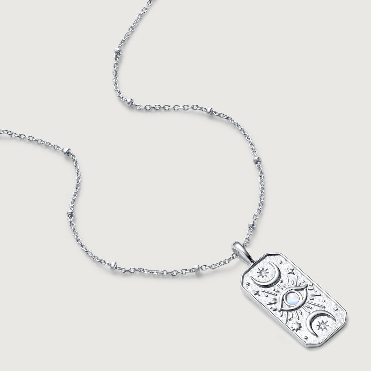 Pandantiv cu Lantisor din Argint Moonstone Celestial Elegance Argintiu