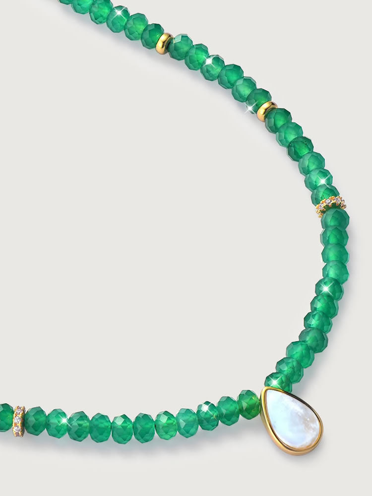 Colier din Argint Green Onyx Elegance in Every Tear Auriu