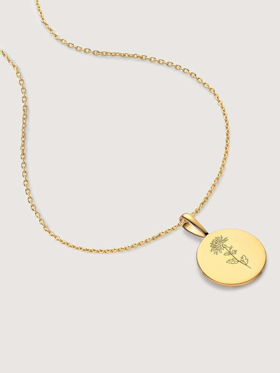 Colier din Argint Birthflower Bloom Gold - November Chrysanthemum