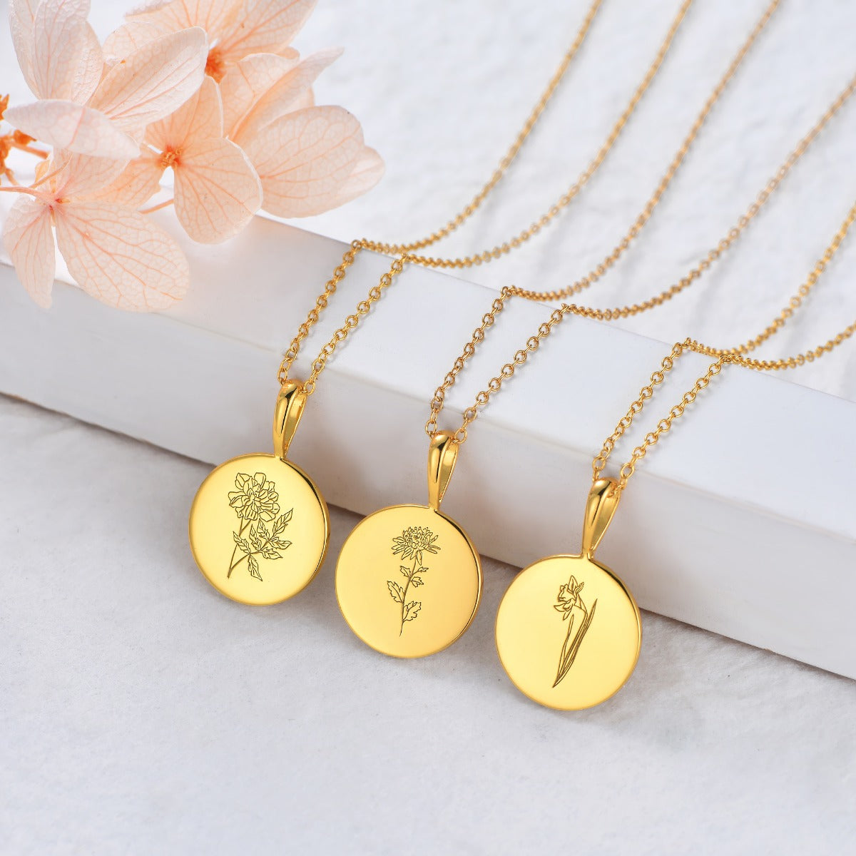 Colier din Argint Birthflower Bloom Gold - October Marigold