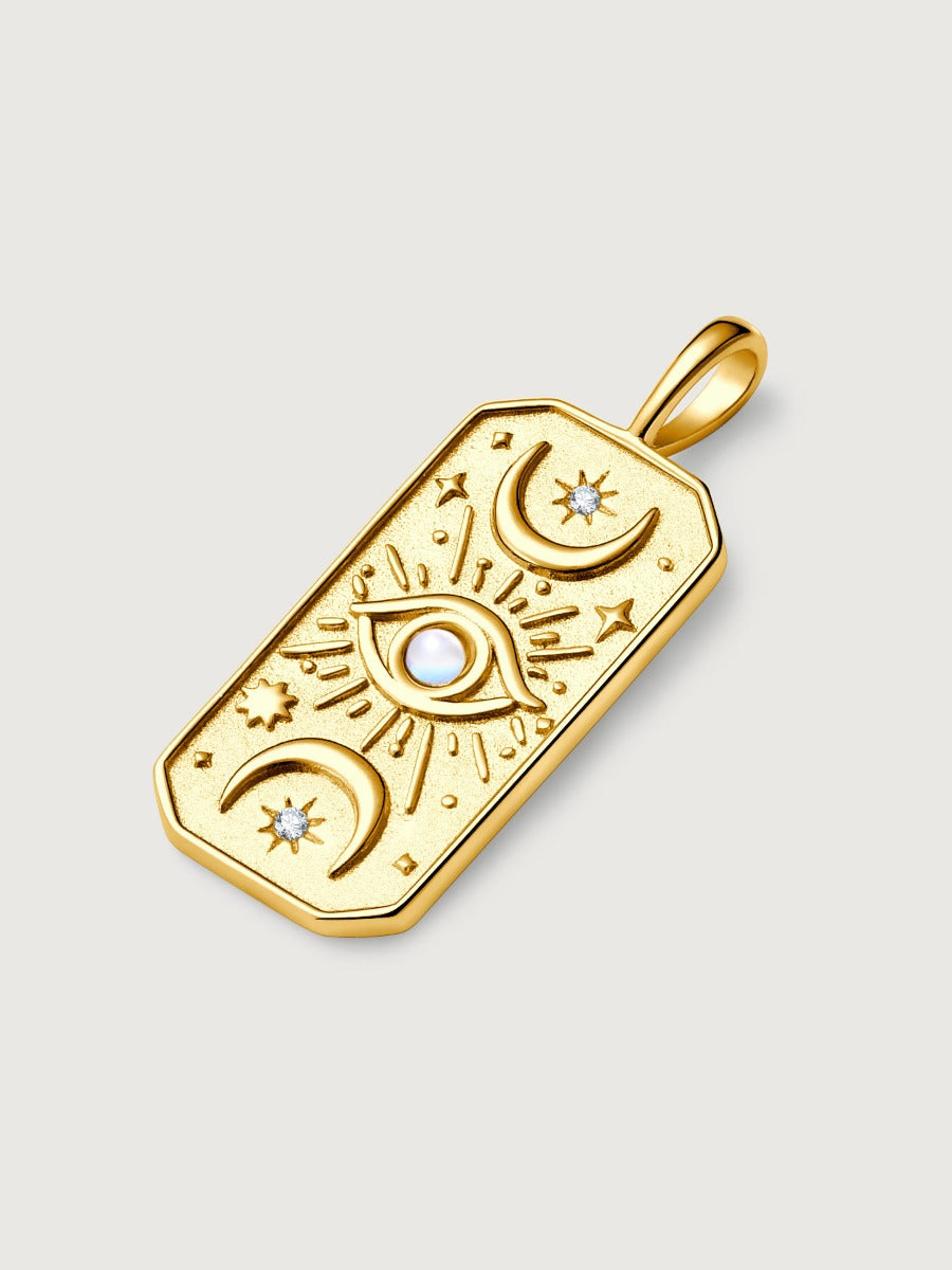 Pandantiv cu Lantisor din Argint Moonstone Celestial Elegance Auriu