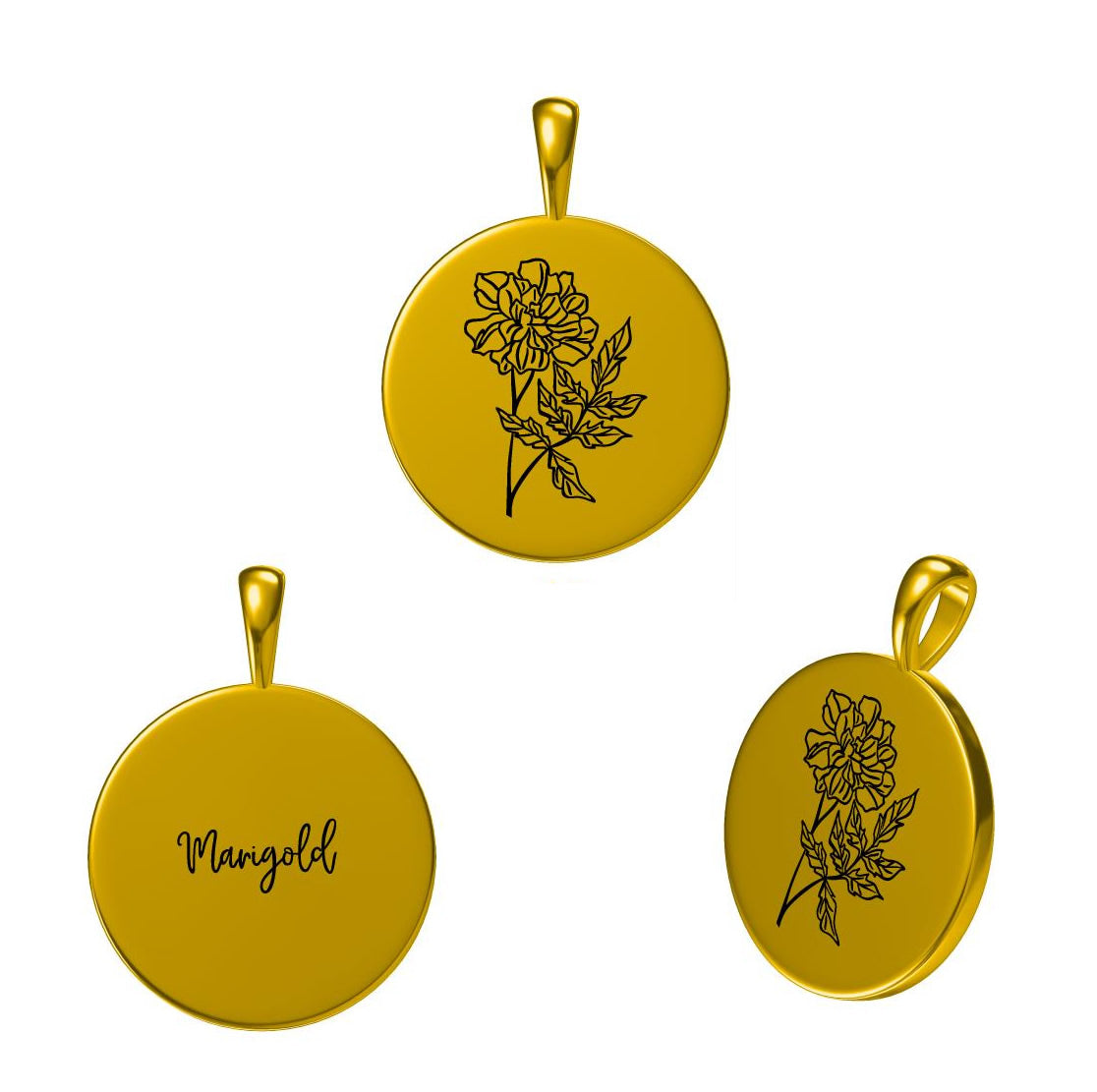 Pandantiv din Argint Birthflower Bloom Silver - October Marigold